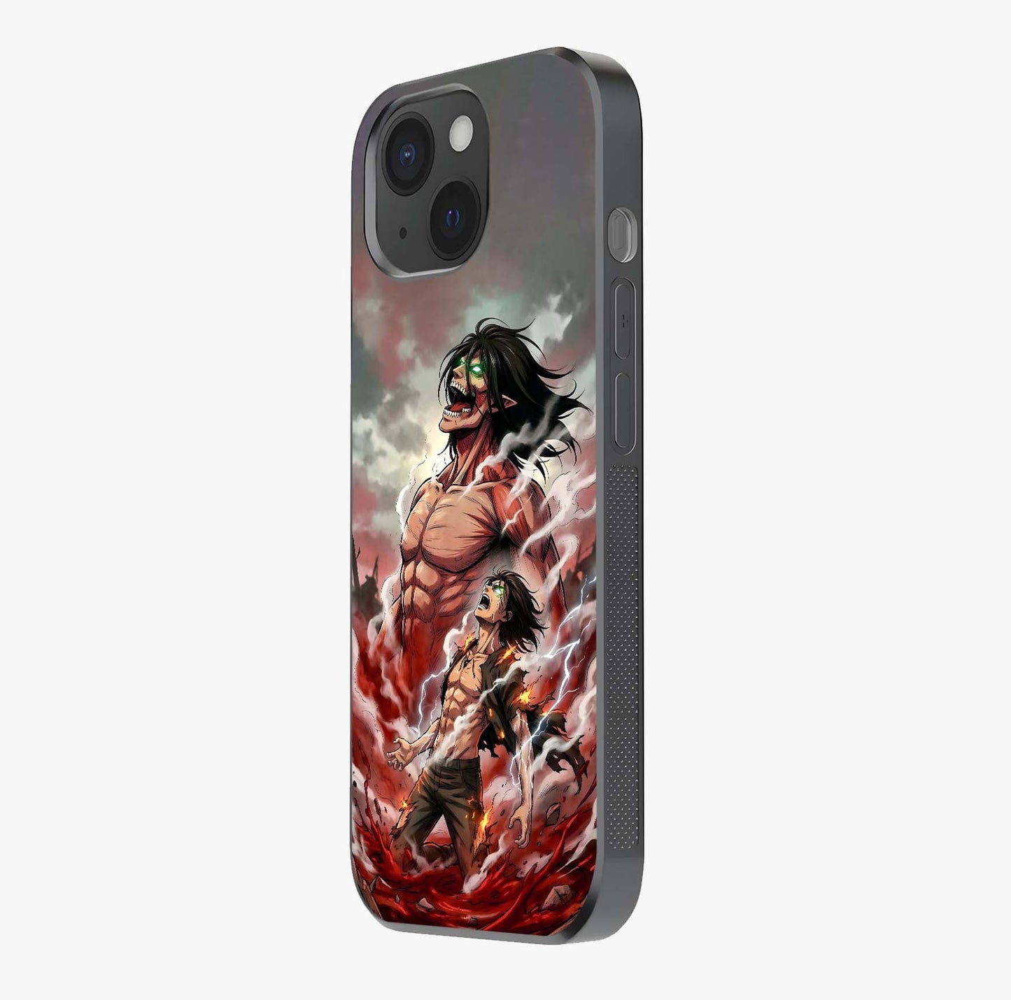 Titan Awakening Fury Glass Case photographed in natural light showing reflective finish and design depth.