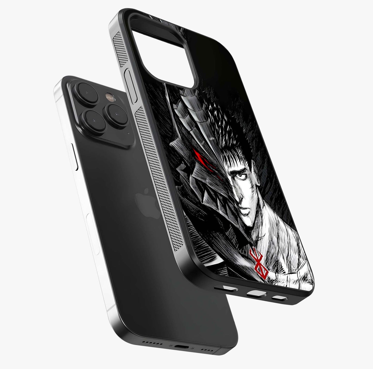 Berserker Blood Oath Glass Case photographed in natural light showing reflective finish and design depth.