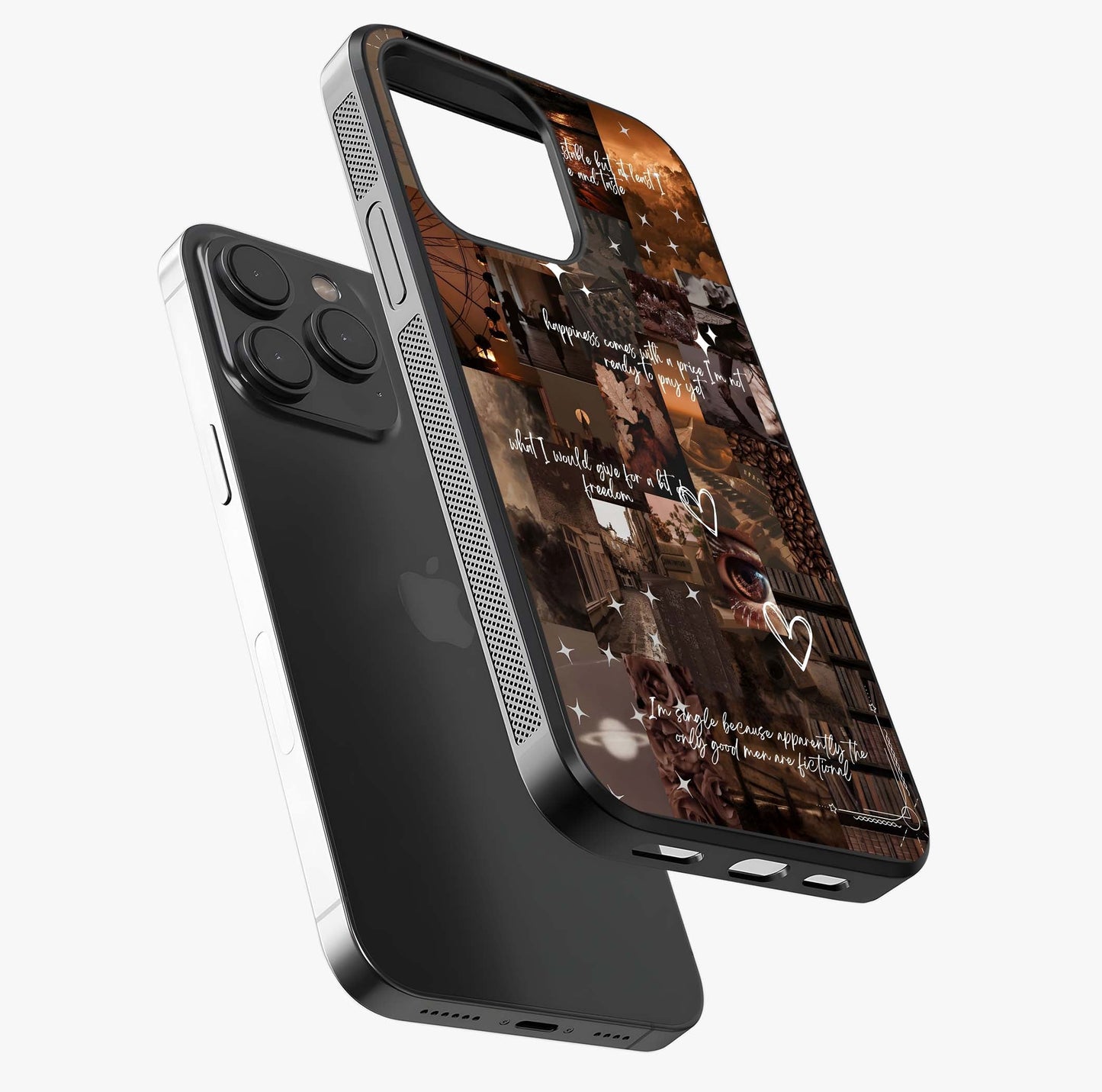 Bittersweet Aesthetic Chaos Glass Case photographed in natural light showing reflective finish and design depth.