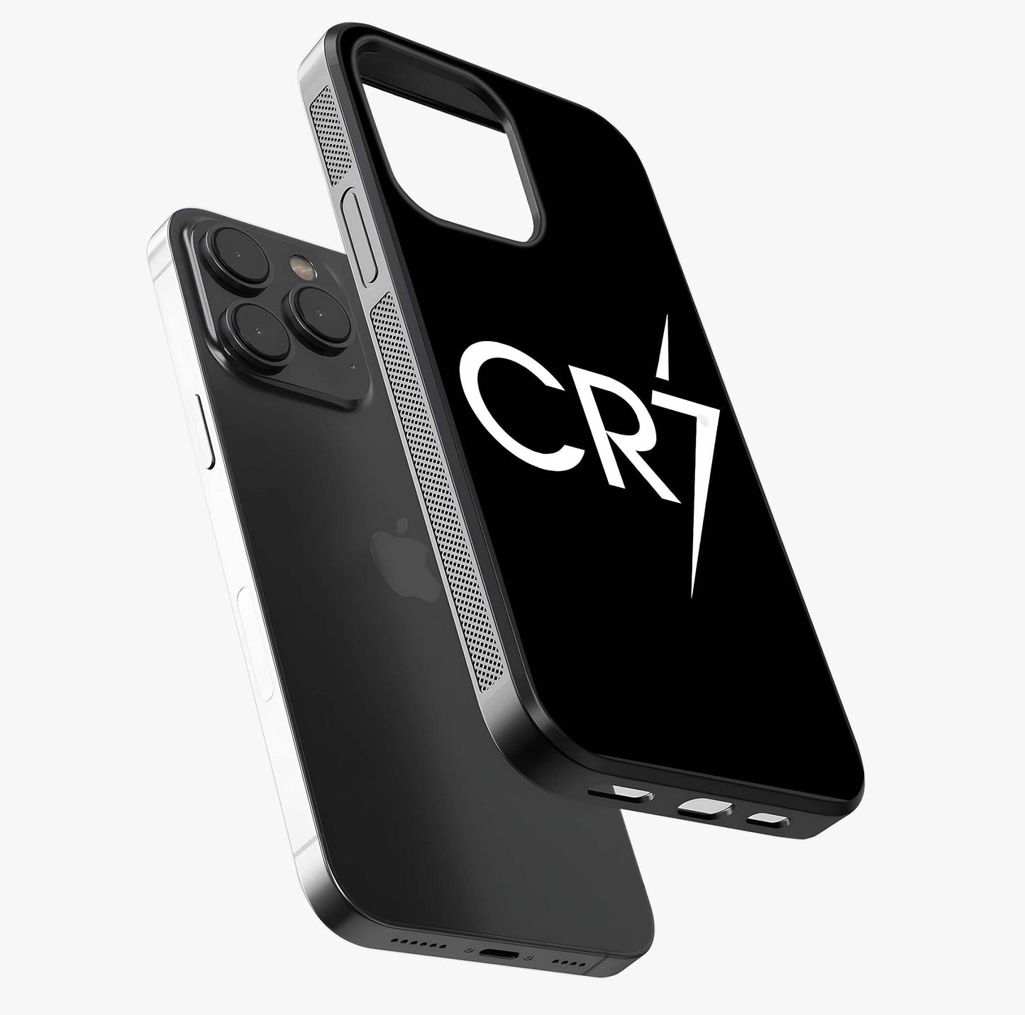 Cr7 Elite Strike Glass Case photographed in natural light showing reflective finish and design depth.