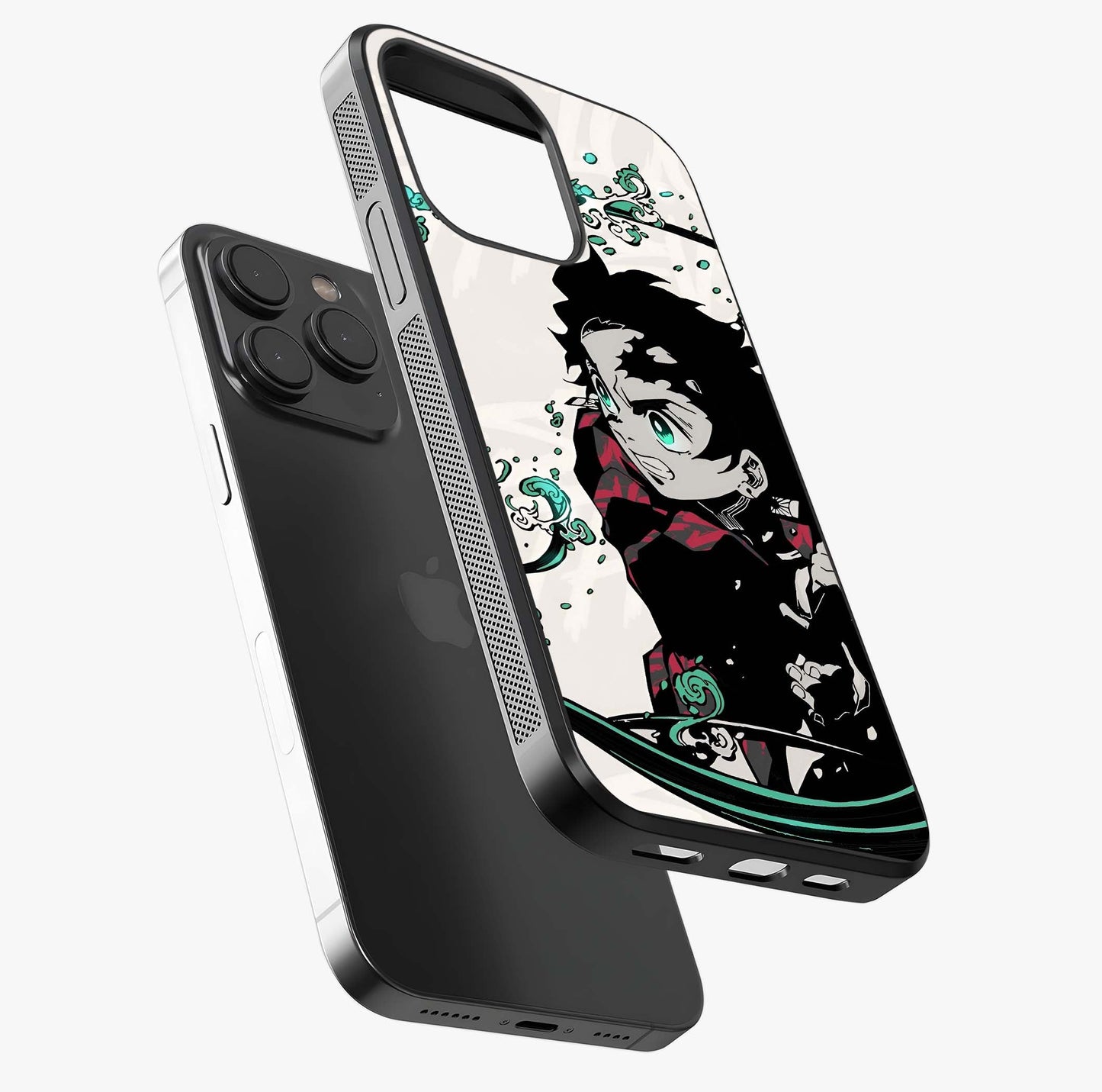 Demon Slayer Glass Case photographed in natural light showing reflective finish and design depth.