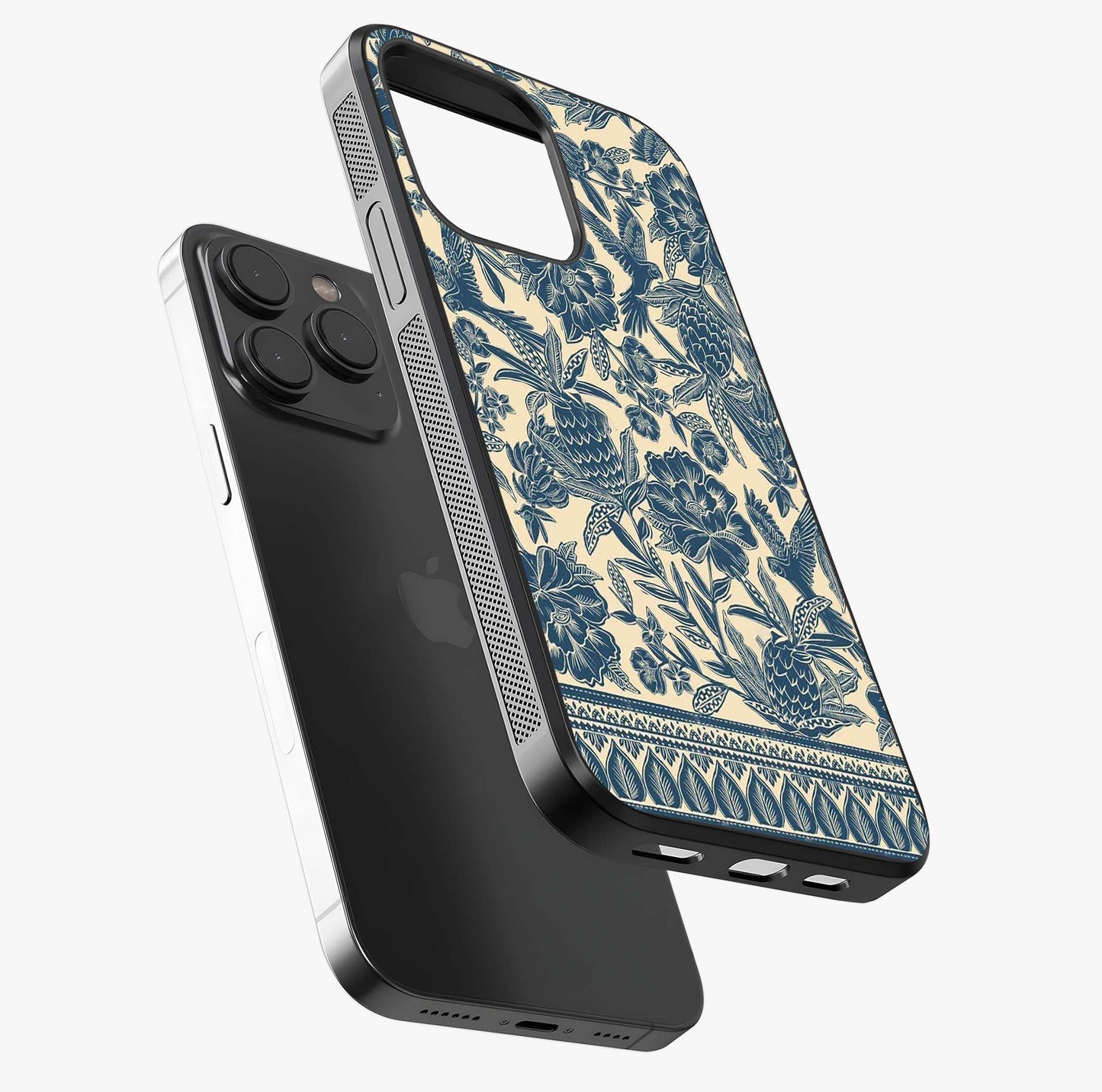 Heirloom Wild Bloom Glass Case photographed in natural light showing reflective finish and design depth.