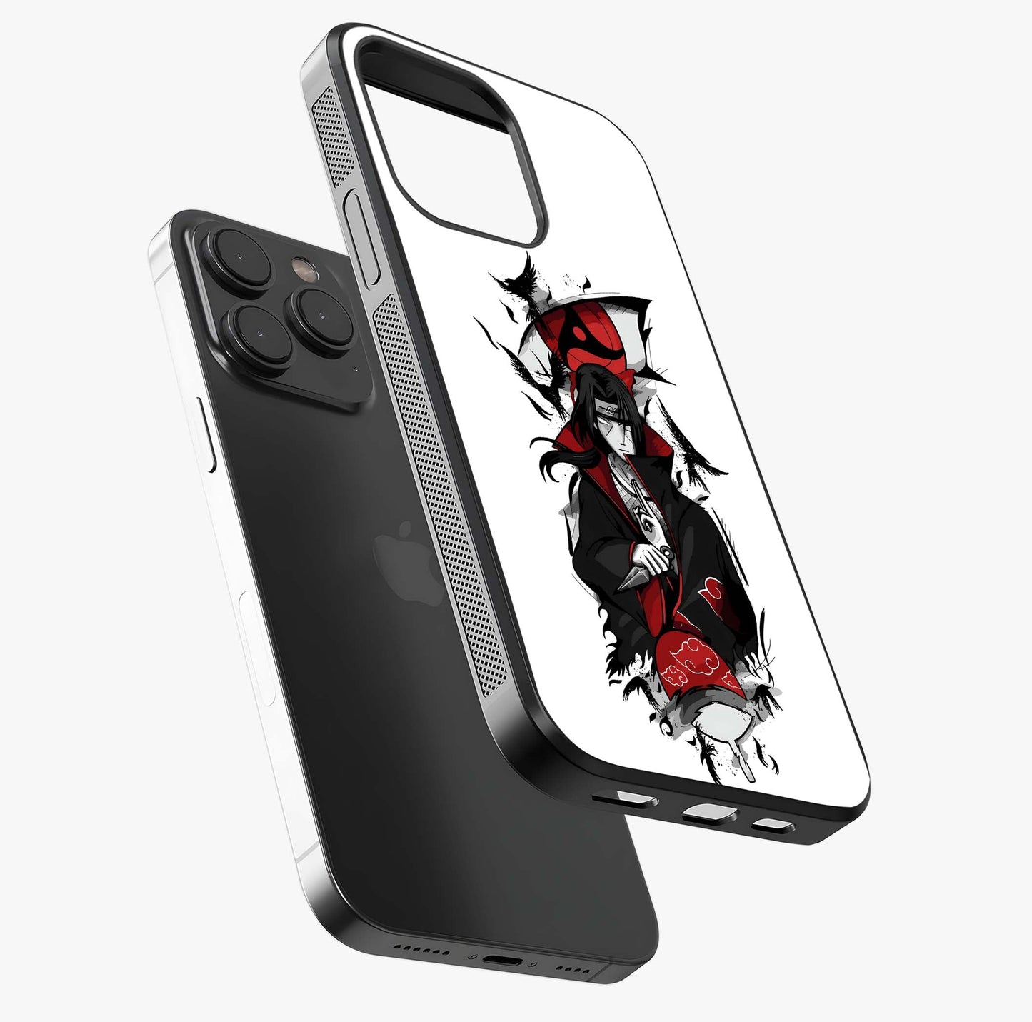 Itachi Sharingan Glass Case photographed in natural light showing reflective finish and design depth.