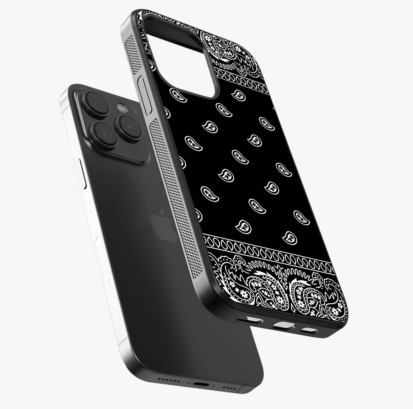 Retro Rebel Threads Glass Case photographed in natural light showing reflective finish and design depth.