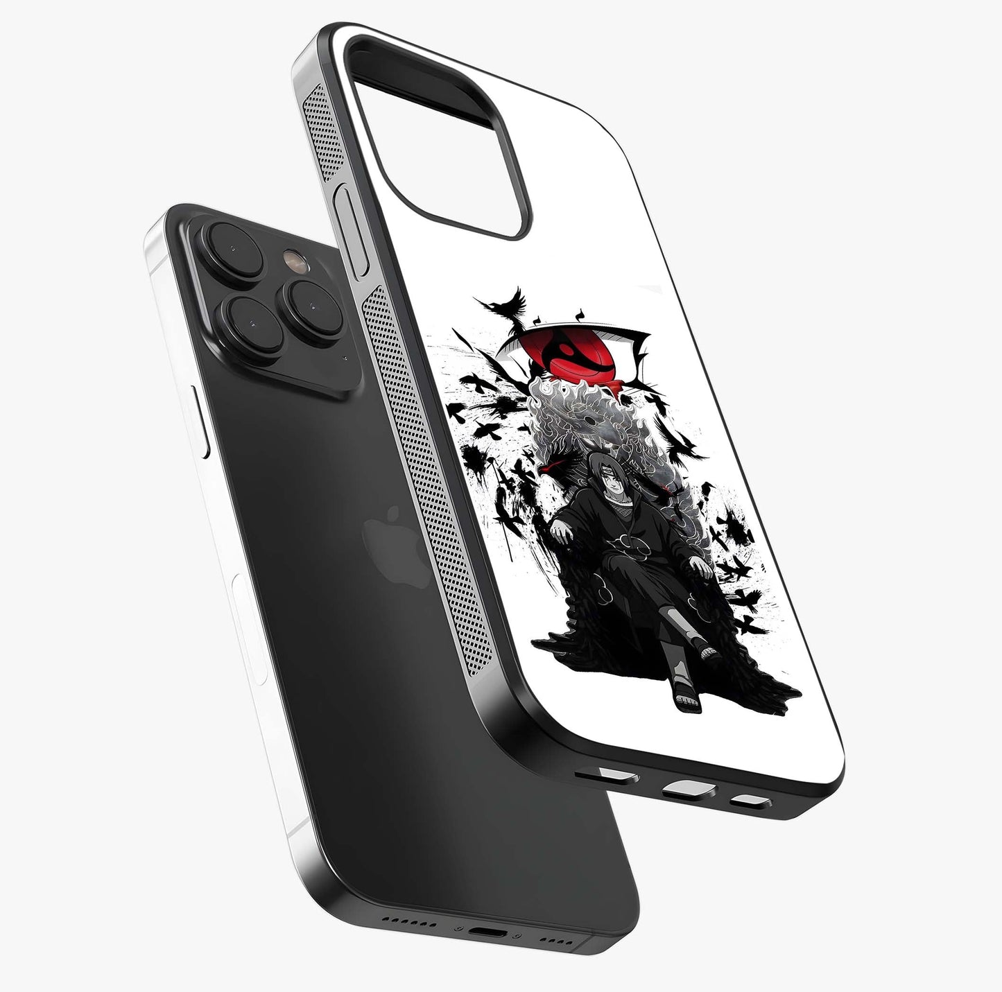 Uchiha Shadow Throne Glass Case photographed in natural light showing reflective finish and design depth.