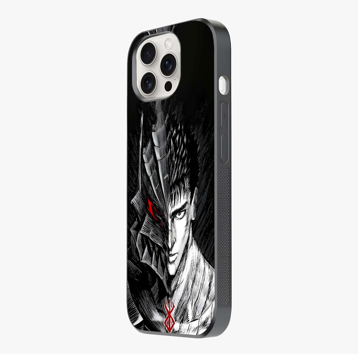 Berserker Blood Oath Glass Case photographed in natural light showing reflective finish and design depth.