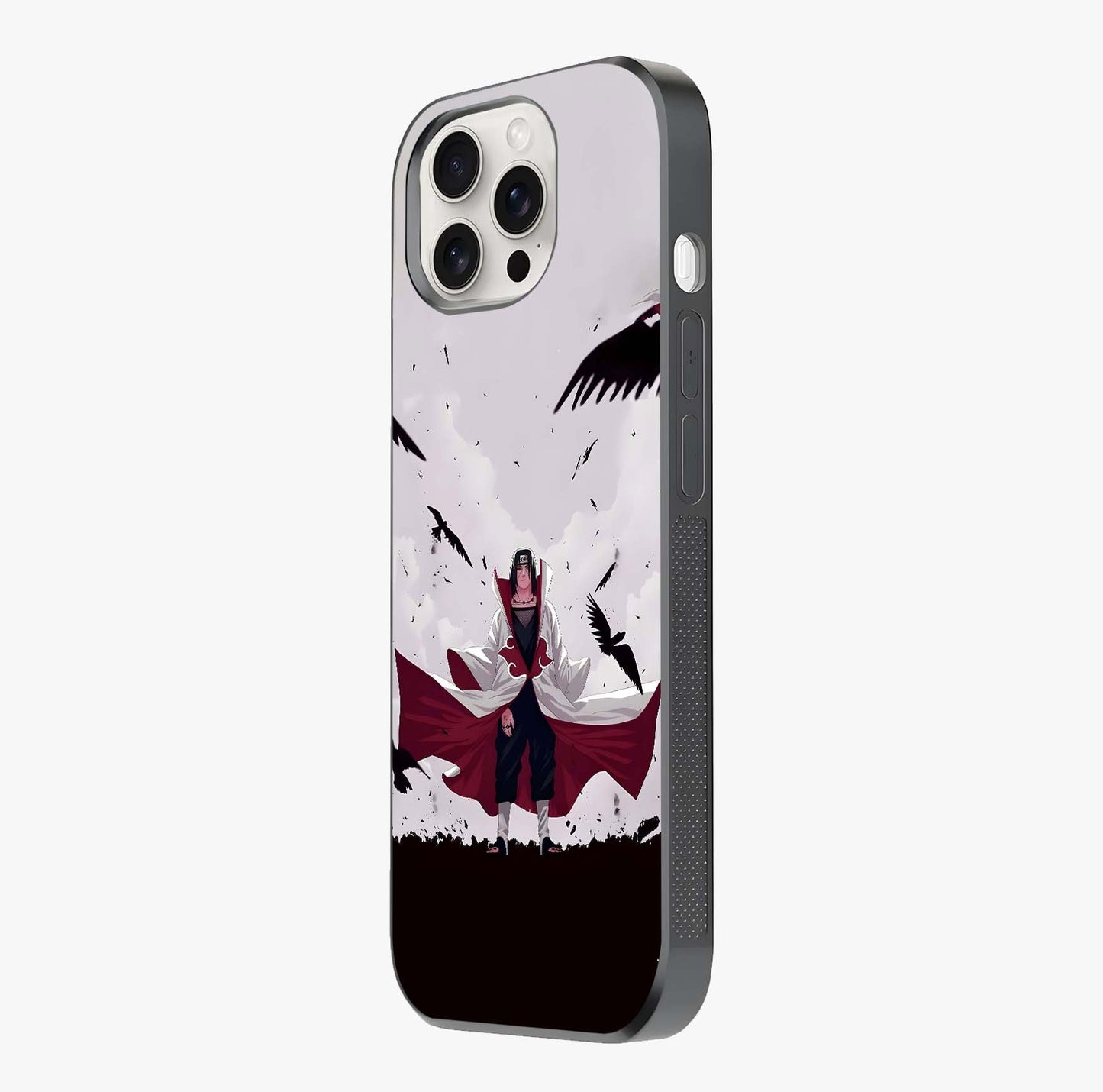 Crimson Crow Ascension Glass Case photographed in natural light showing reflective finish and design depth.
