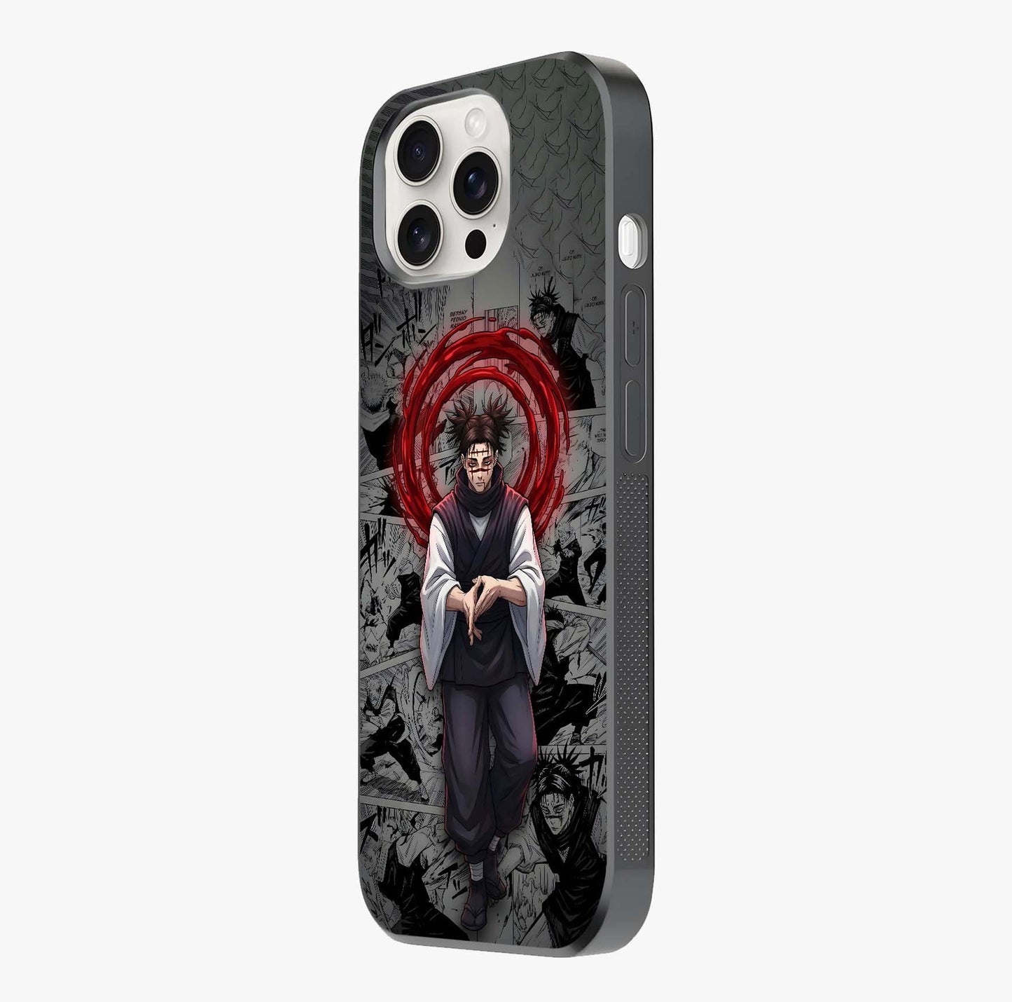 Cursed Ritual Ascension Glass Case photographed in natural light showing reflective finish and design depth.