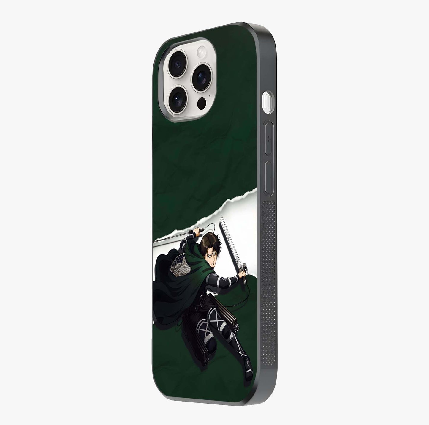 Emerald War Vanguard Glass Case photographed in natural light showing reflective finish and design depth.