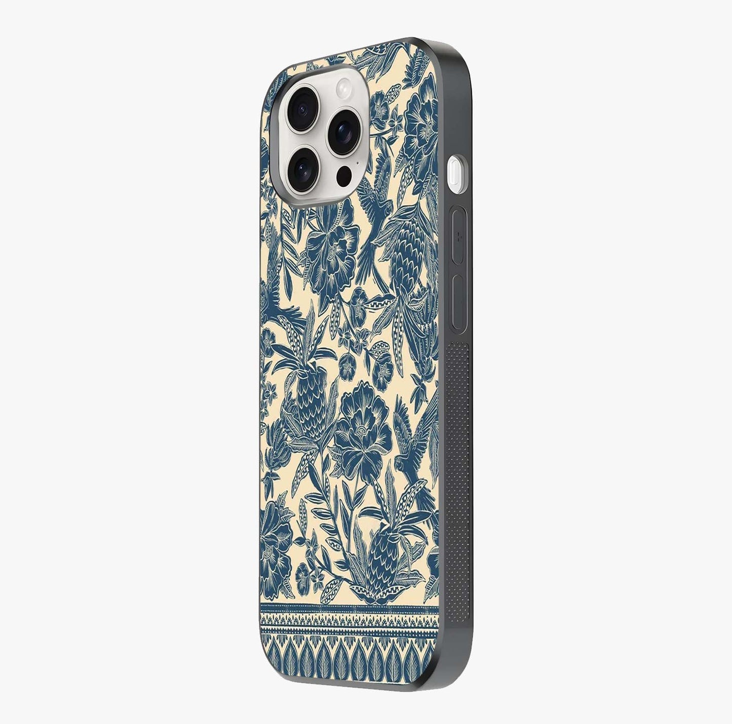 Heirloom Wild Bloom Glass Case photographed in natural light showing reflective finish and design depth.