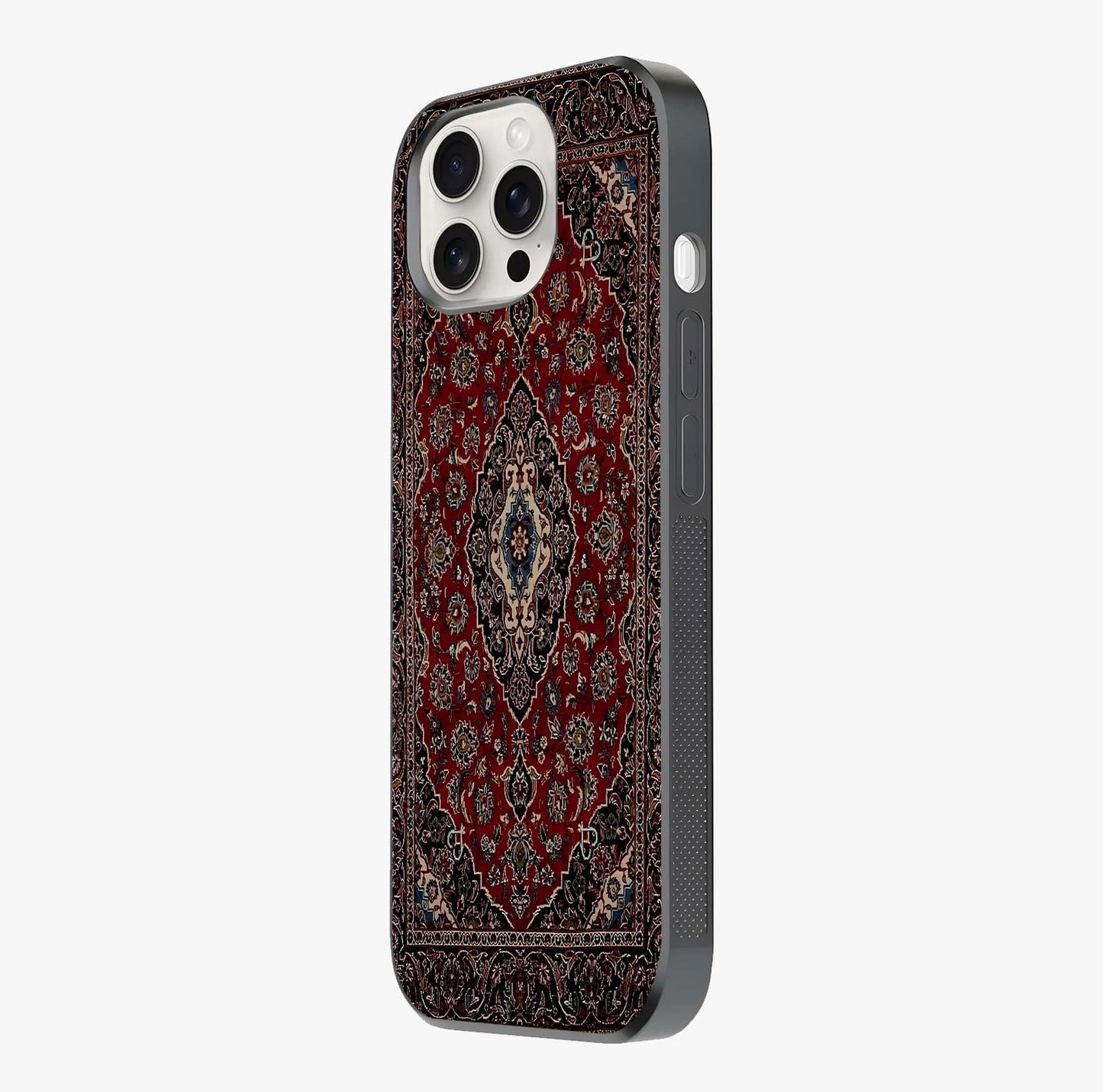 Heritage Carpet Royale Glass Case photographed in natural light showing reflective finish and design depth.