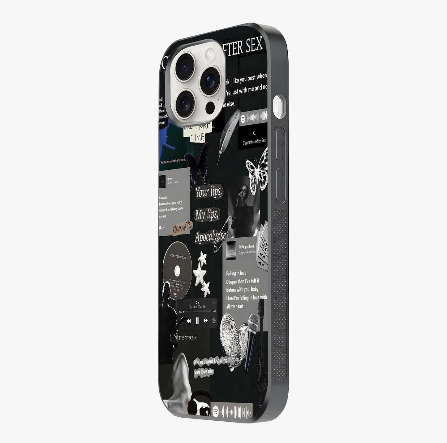 Midnight Love Echo Glass Case photographed in natural light showing reflective finish and design depth.