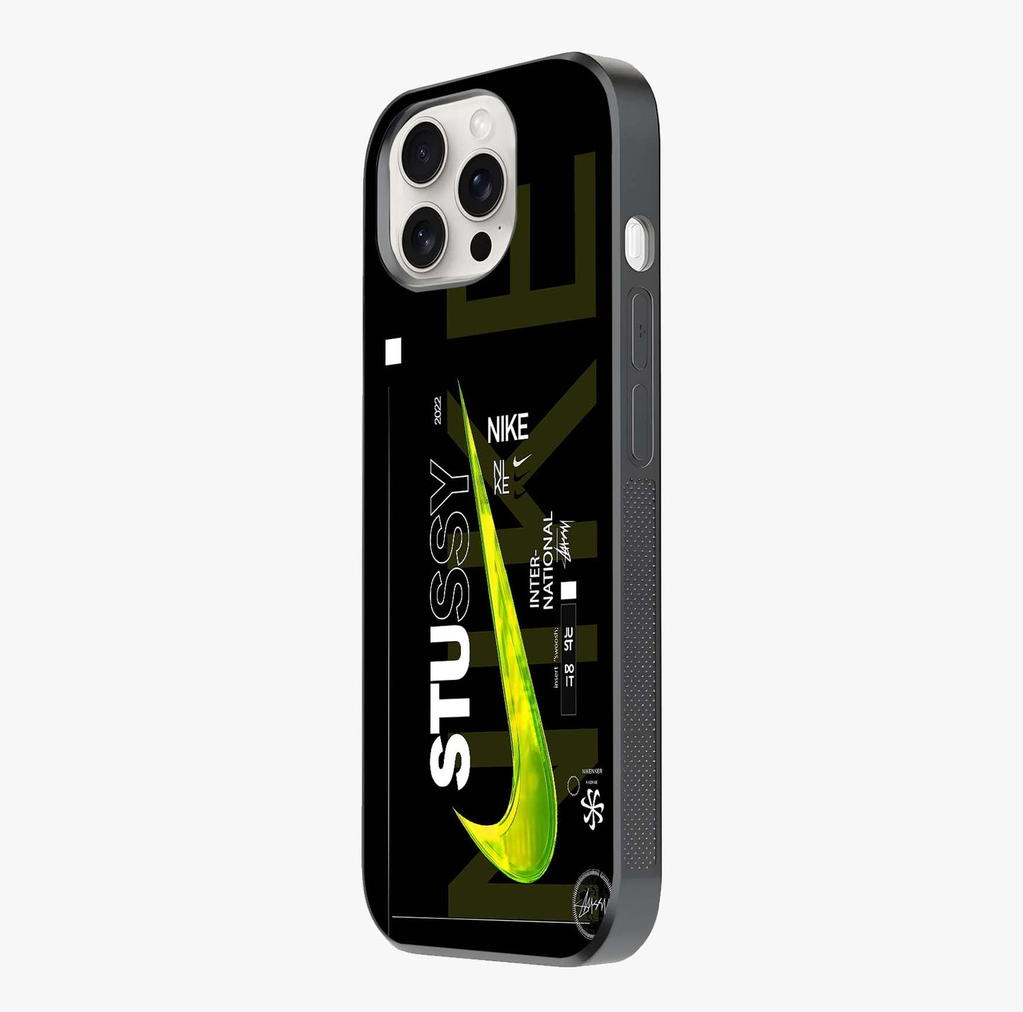 Neon Street Edition Glass Case photographed in natural light showing reflective finish and design depth.
