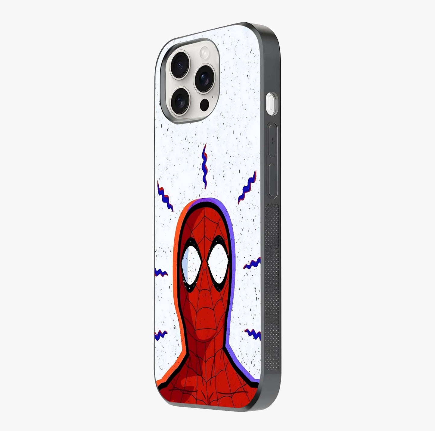 Omg Spiderman Glass Case photographed in natural light showing reflective finish and design depth.