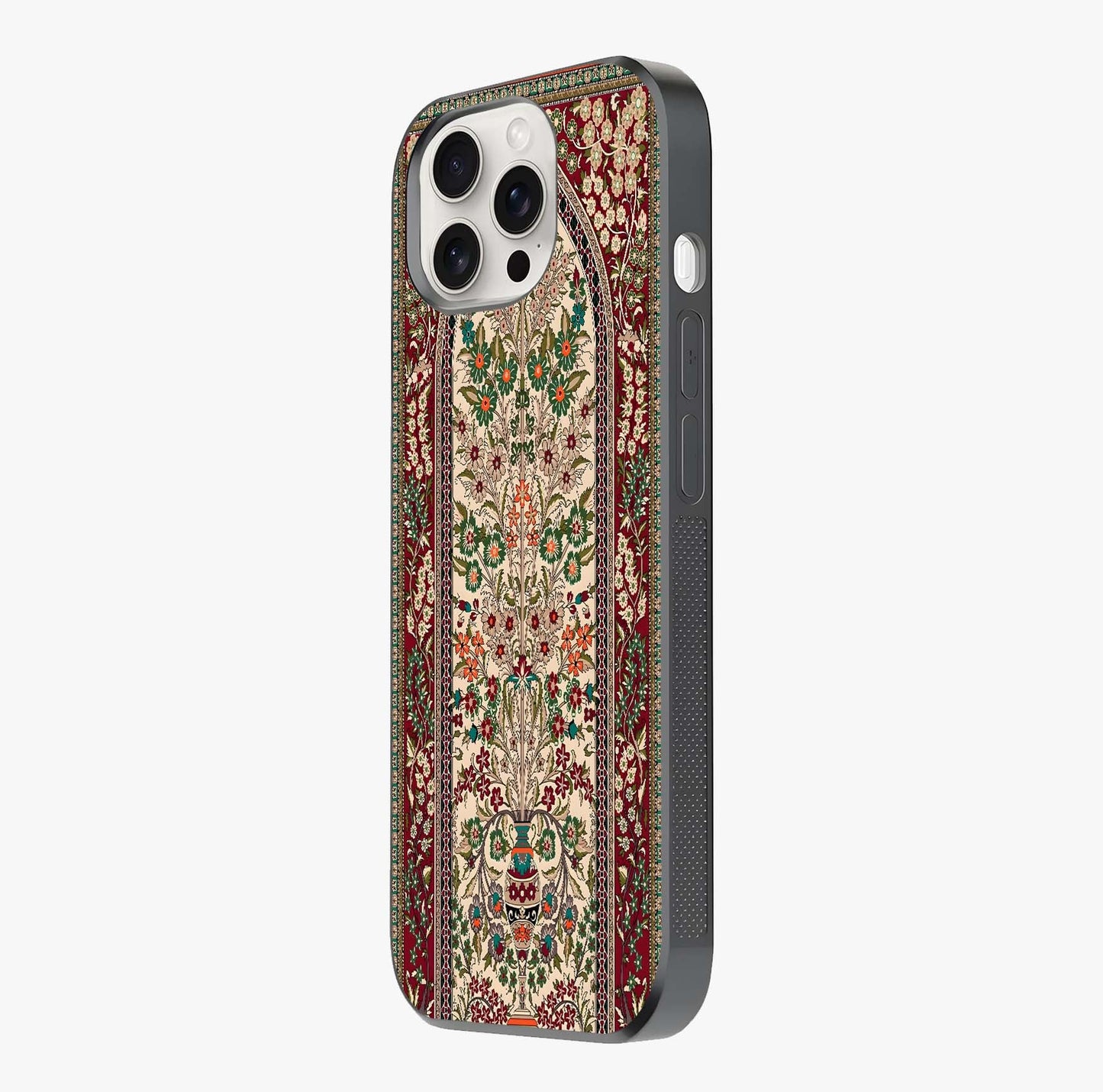 Persian Inspired Glass Case photographed in natural light showing reflective finish and design depth.