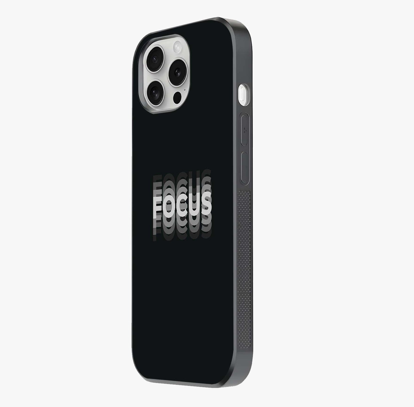 Focus Mode On Glass Case photographed in natural light showing reflective finish and design depth.