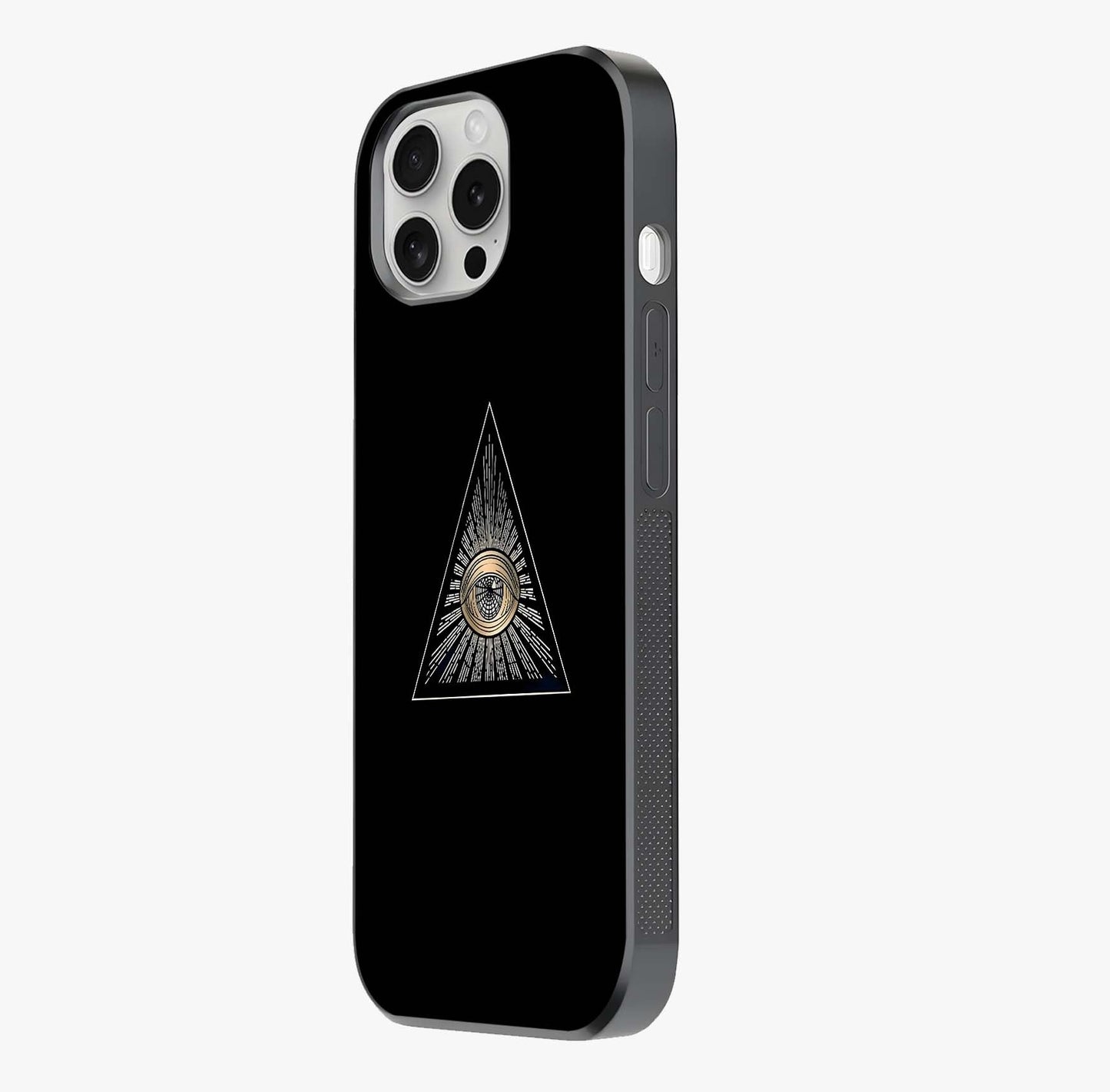 Illuminati Evil Glass Case photographed in natural light showing reflective finish and design depth.