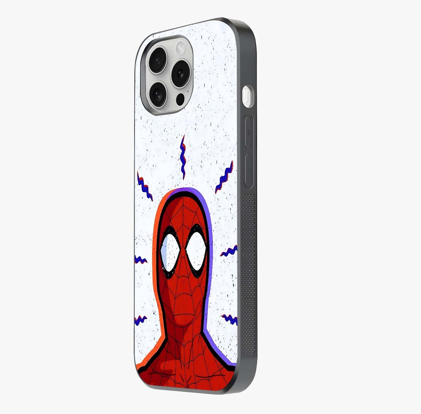 Omg Spiderman Glass Case photographed in natural light showing reflective finish and design depth.