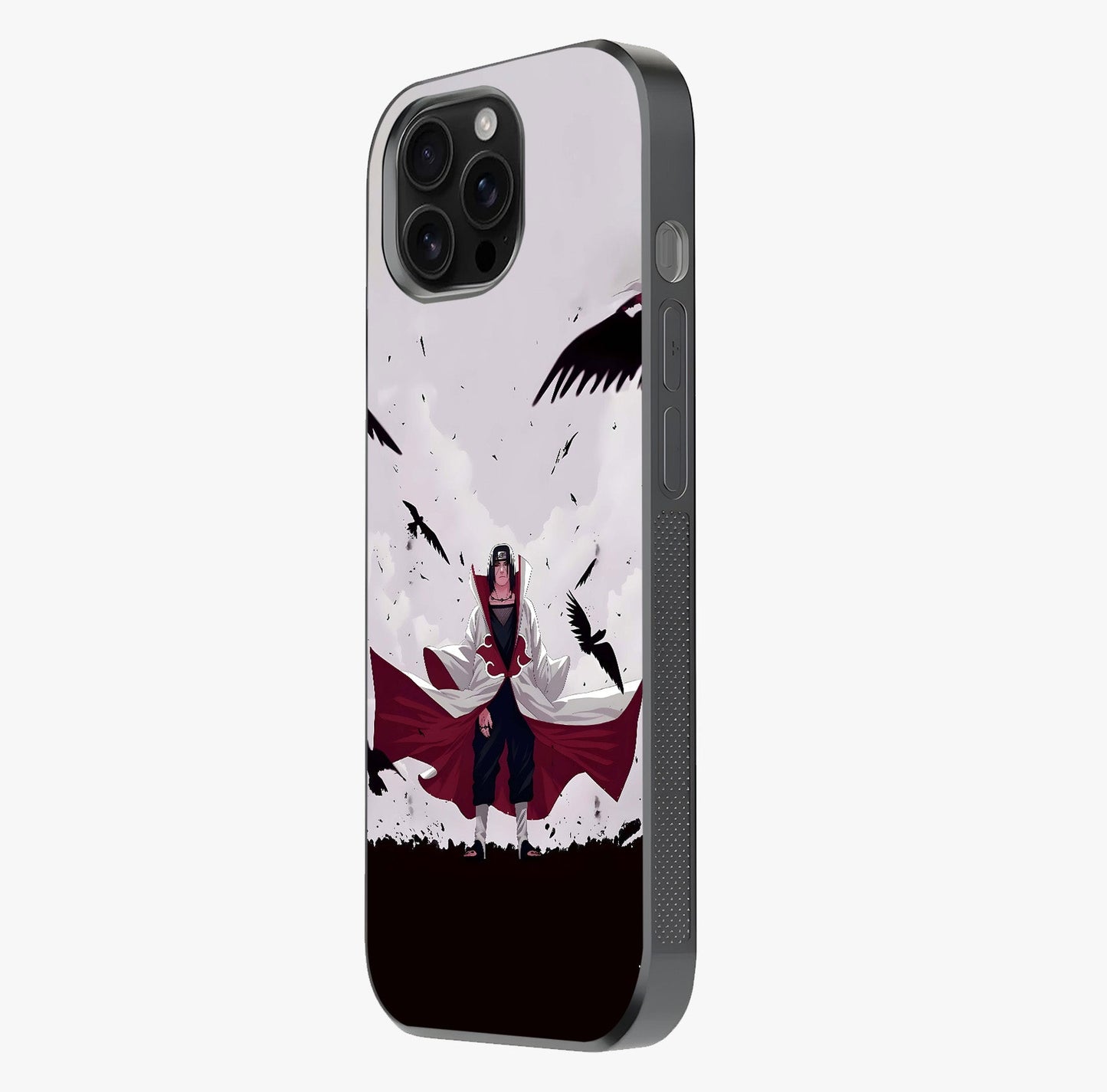 Crimson Crow Ascension Glass Case photographed in natural light showing reflective finish and design depth.