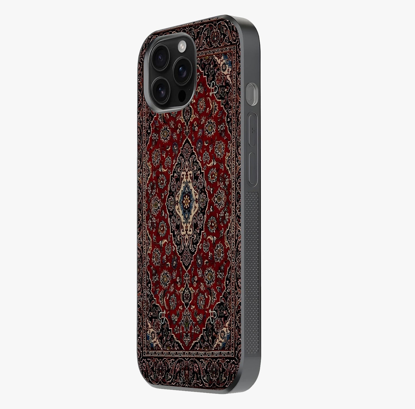 Heritage Carpet Royale Glass Case photographed in natural light showing reflective finish and design depth.
