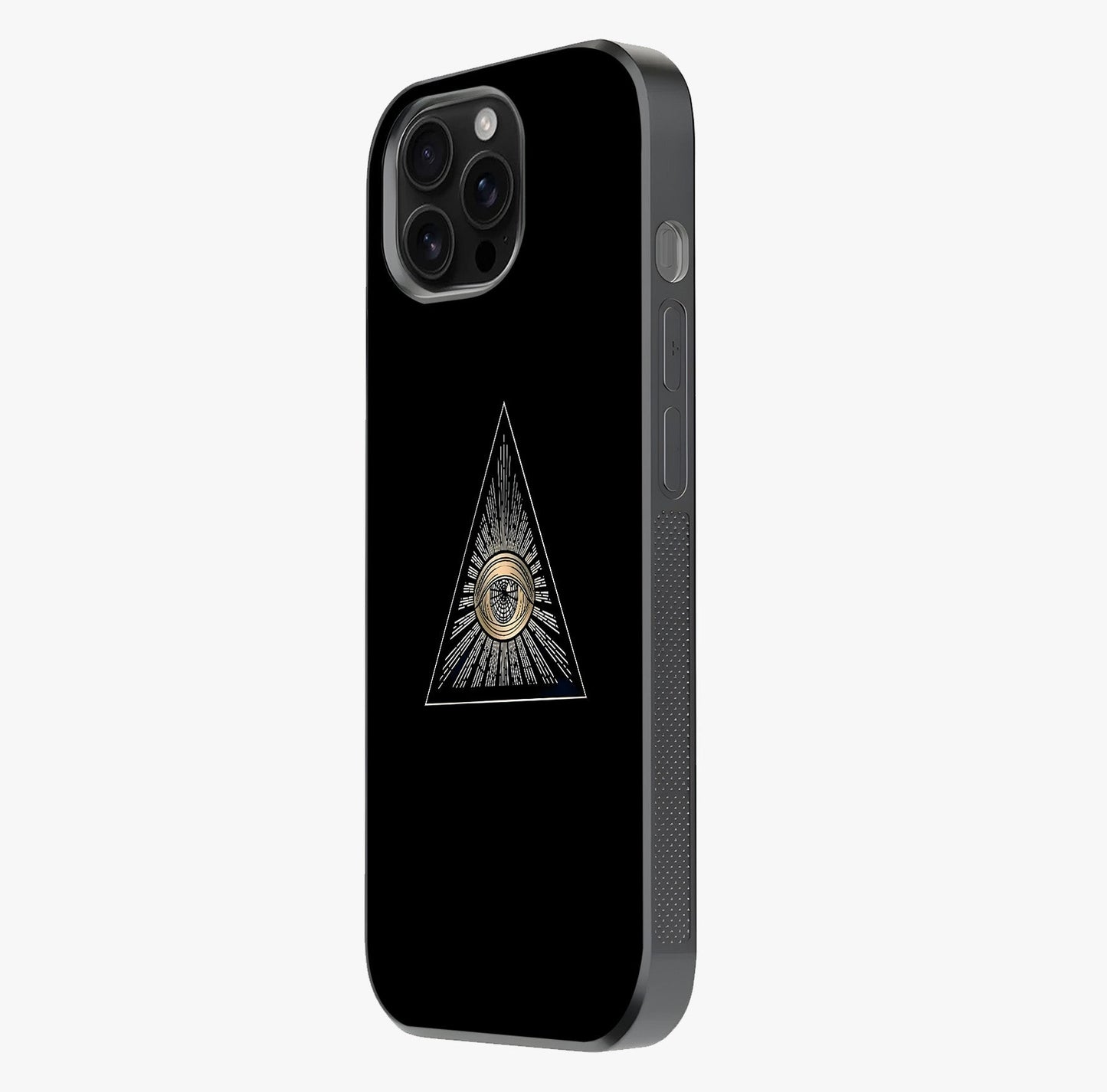 Illuminati Evil Glass Case photographed in natural light showing reflective finish and design depth.