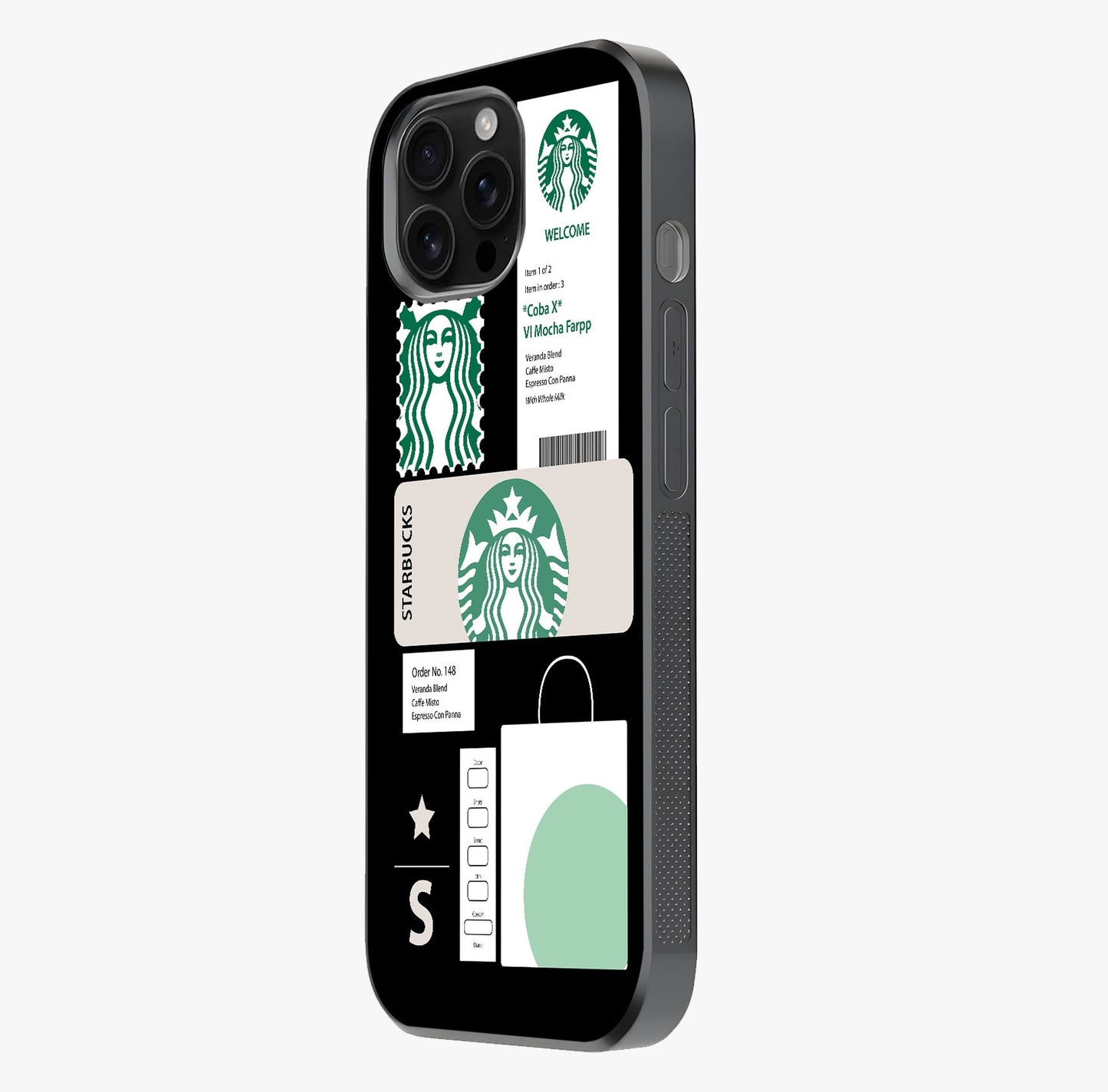 Starbucks Mocha Glass Case photographed in natural light showing reflective finish and design depth.