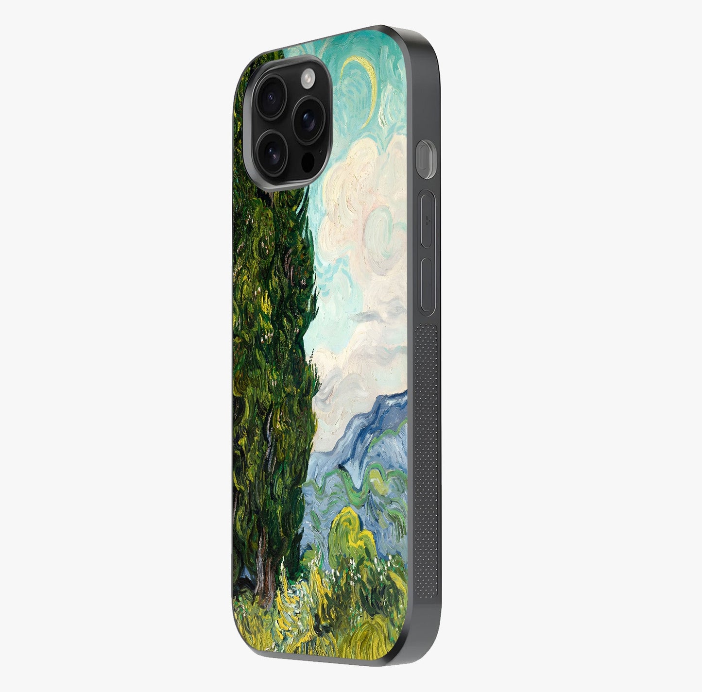 Van Gogh Vintage Art Glass Case photographed in natural light showing reflective finish and design depth.