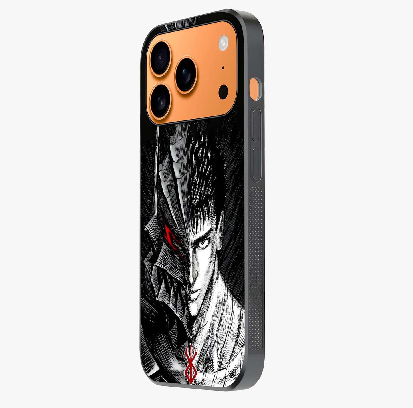 Berserker Blood Oath Glass Case photographed in natural light showing reflective finish and design depth.