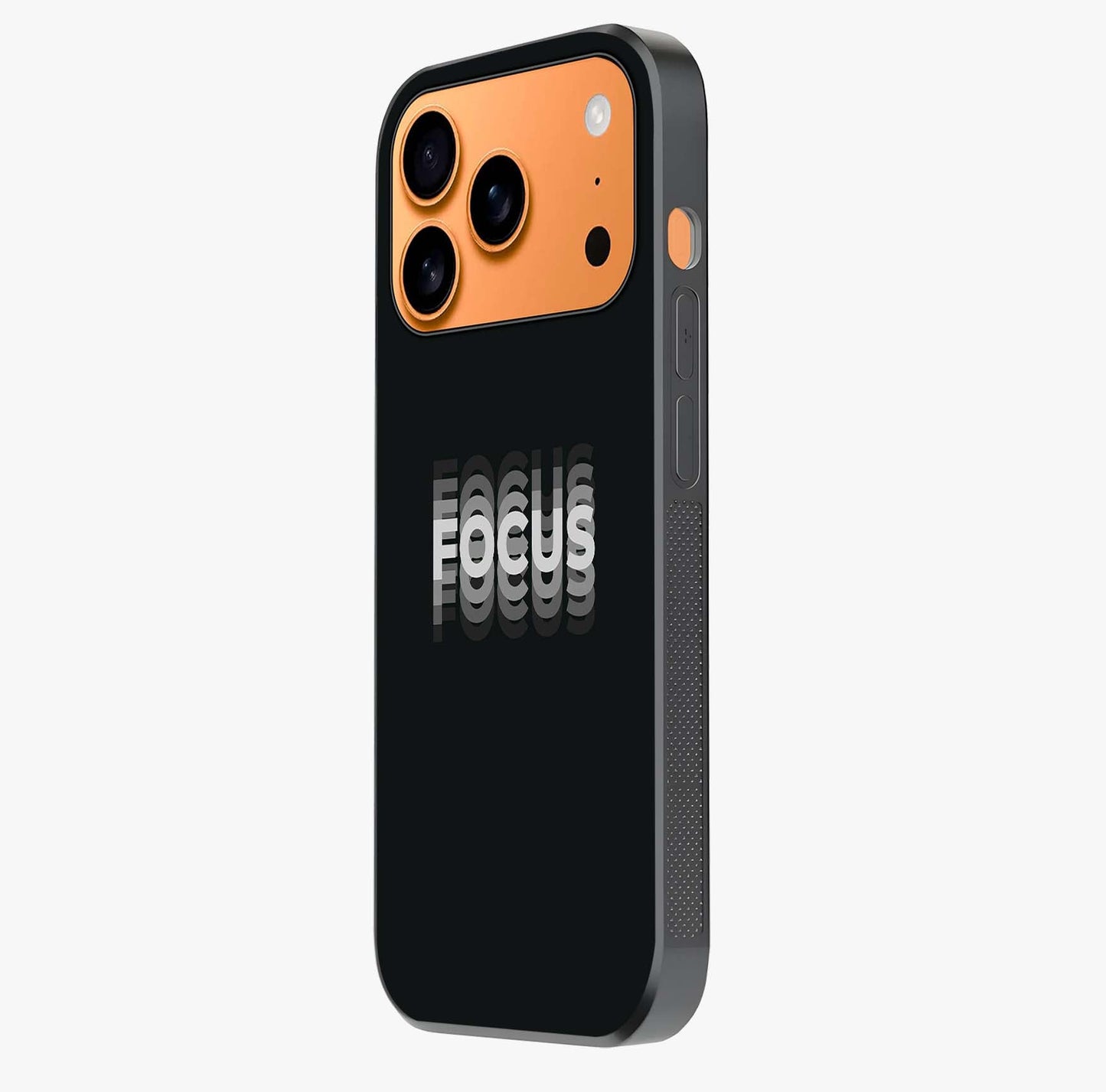 Focus Mode On Glass Case photographed in natural light showing reflective finish and design depth.