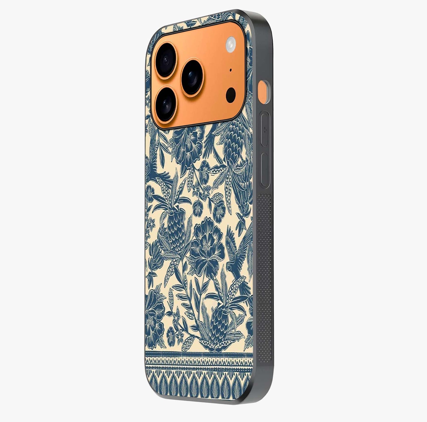 Heirloom Wild Bloom Glass Case photographed in natural light showing reflective finish and design depth.