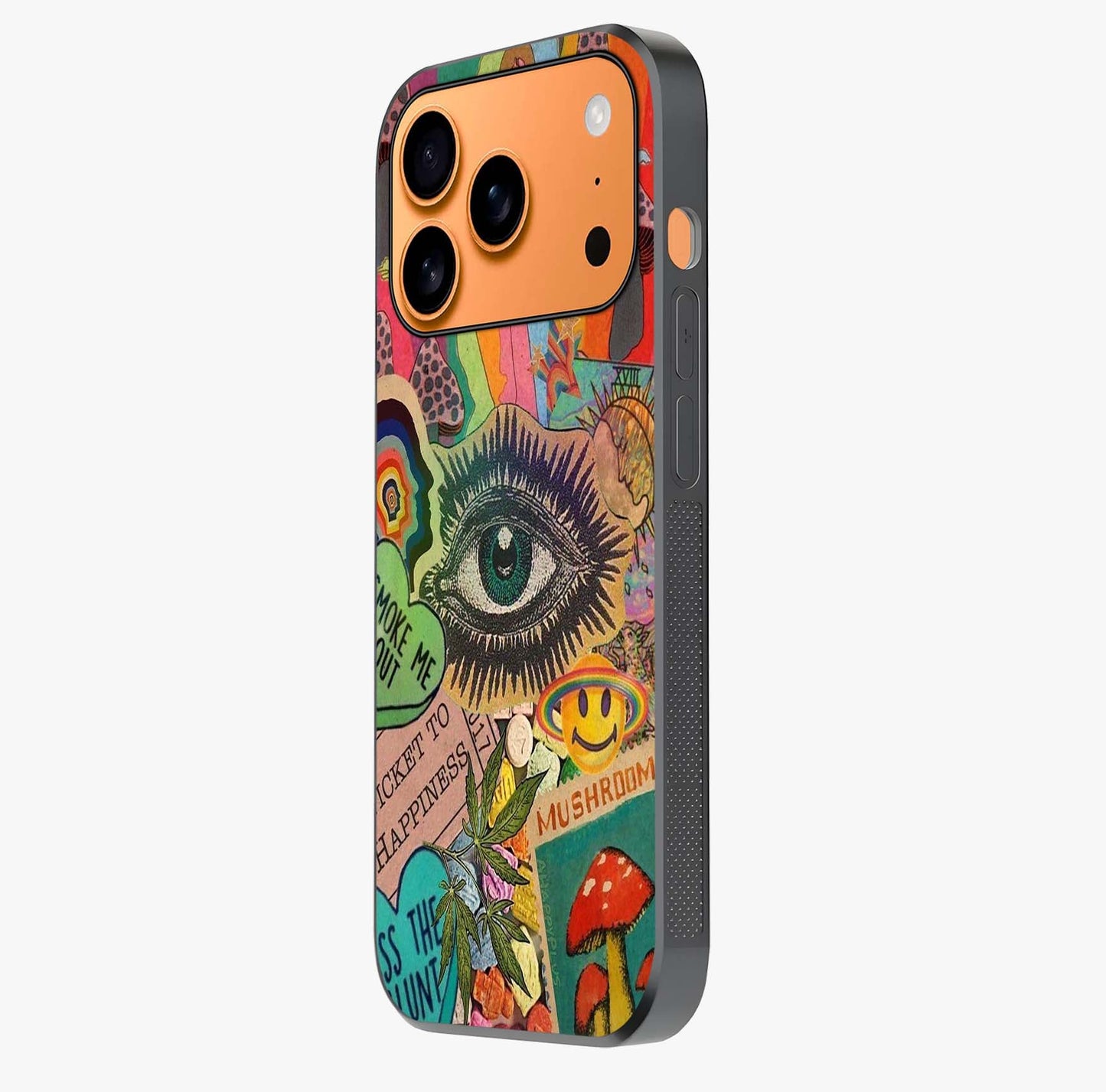 Mystic Eye Wonderland Glass Case photographed in natural light showing reflective finish and design depth.