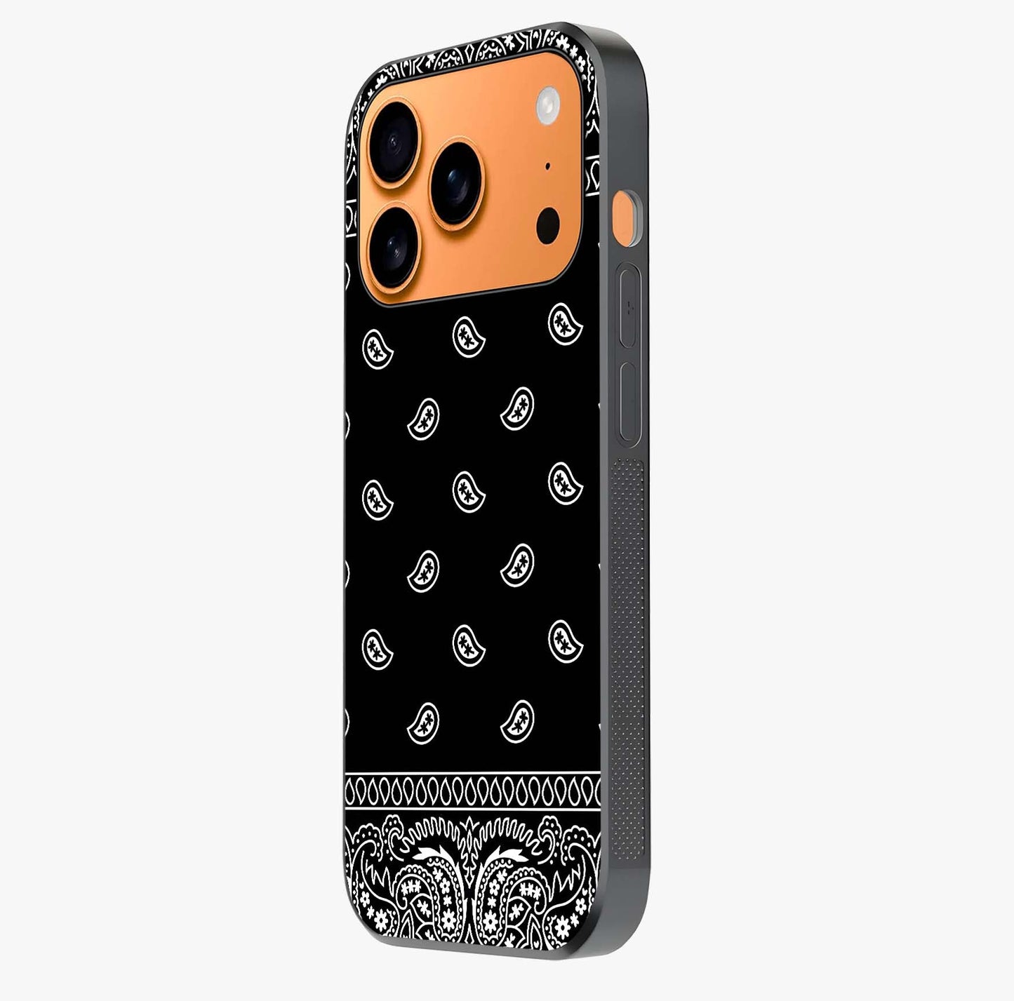 Retro Rebel Threads Glass Case photographed in natural light showing reflective finish and design depth.