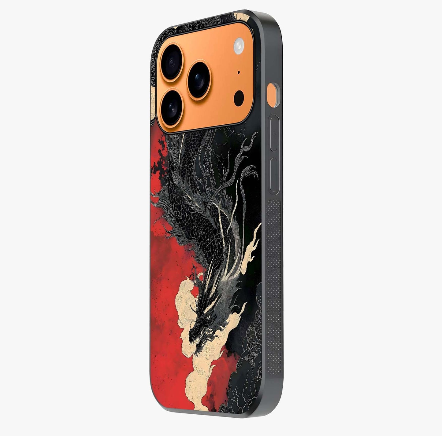Shadow Dragon Fury Glass Case photographed in natural light showing reflective finish and design depth.