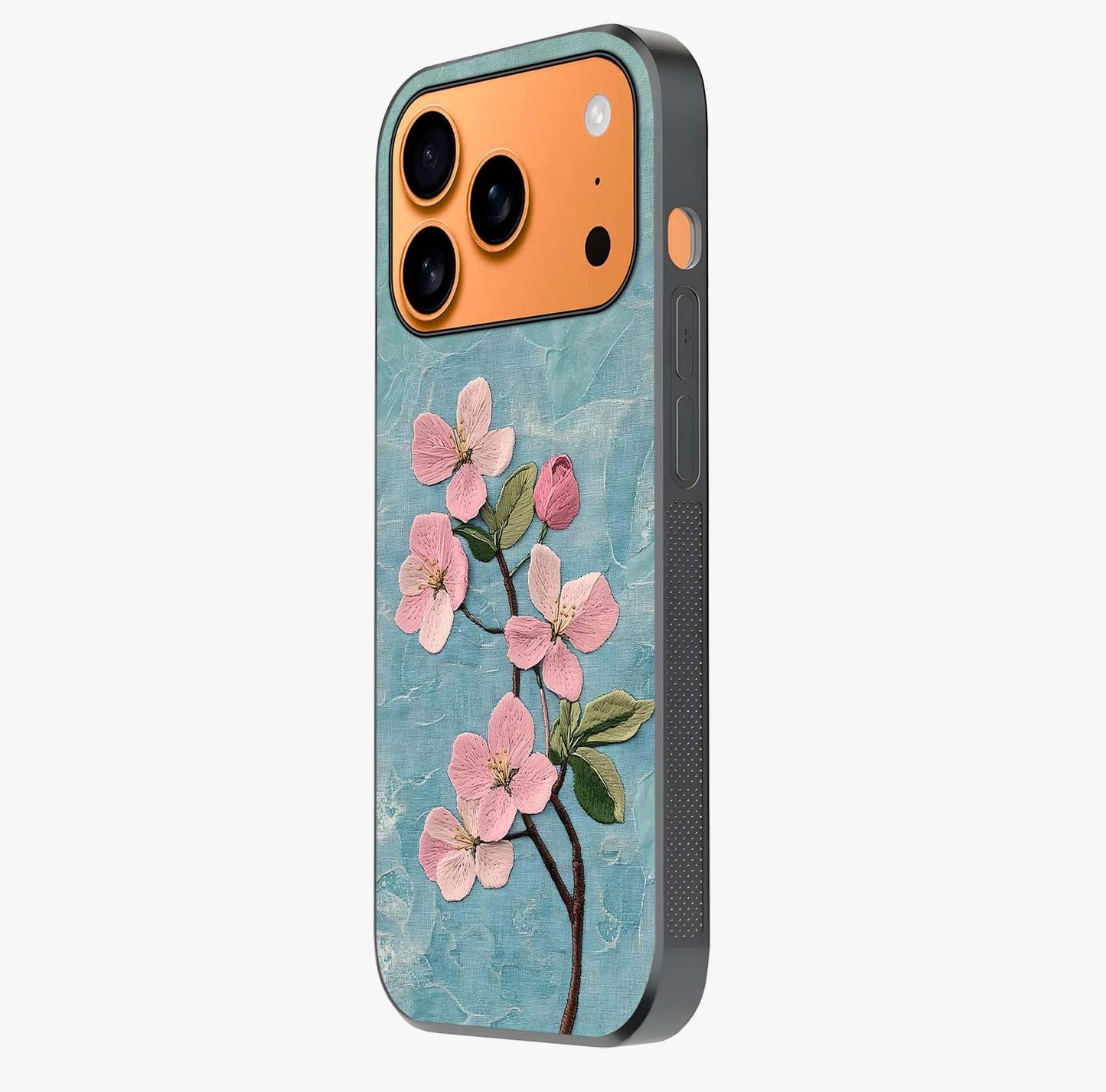 Threaded Blossom Breeze Glass Case photographed in natural light showing reflective finish and design depth.