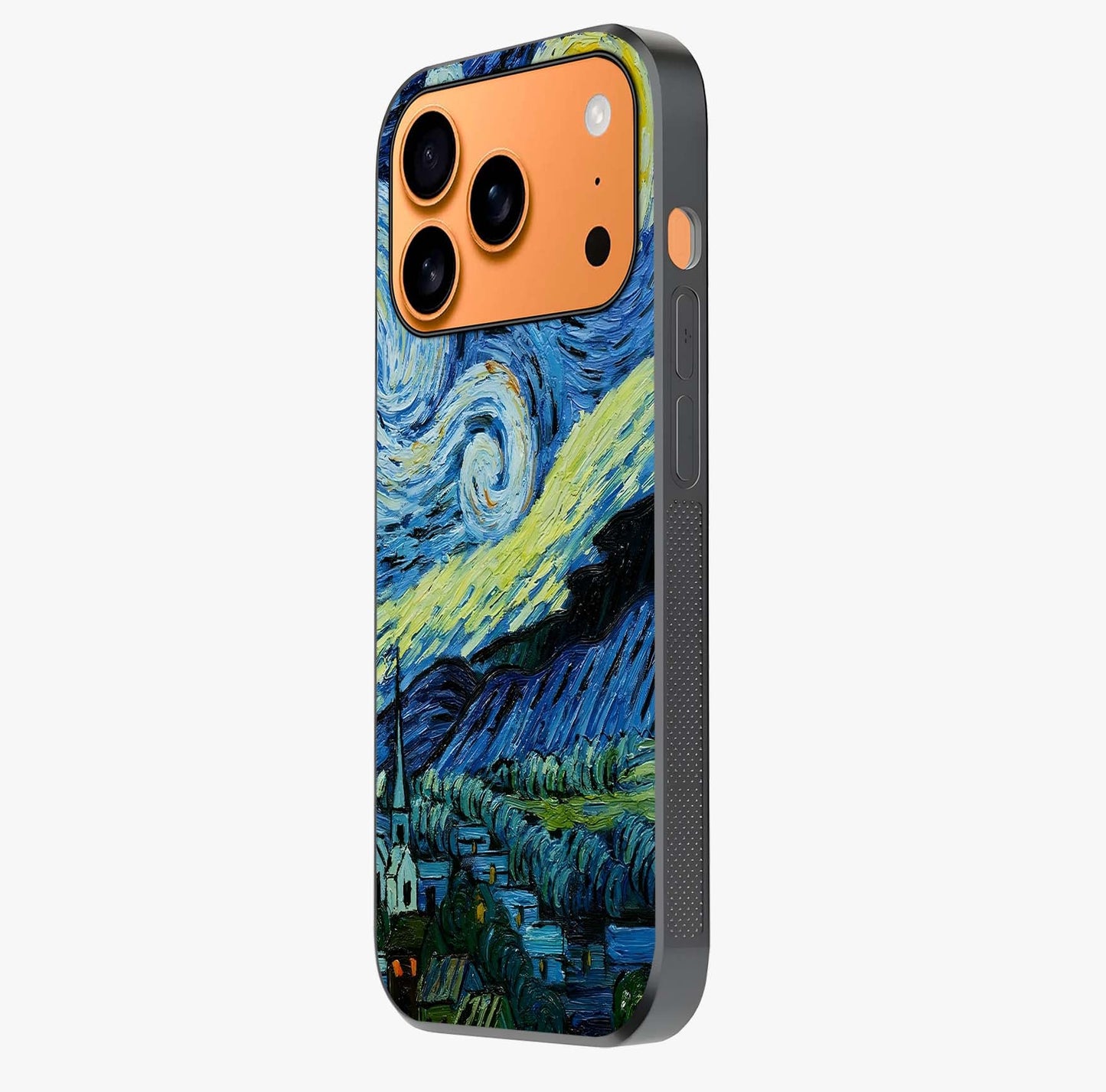 Van Gogh Art Glass Case photographed in natural light showing reflective finish and design depth.