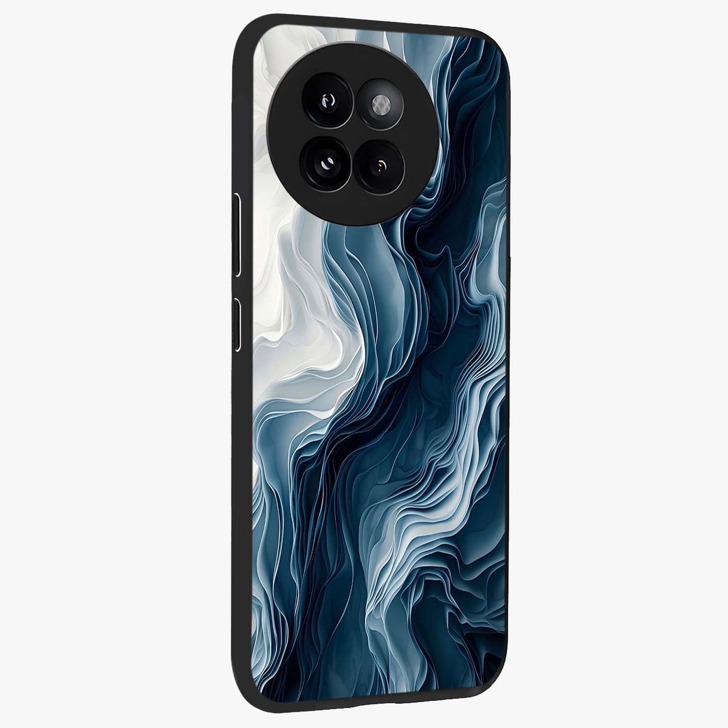 Ethereal Paper Marble Glass Case upright view showcasing smooth marble artwork with refined minimalist theme.