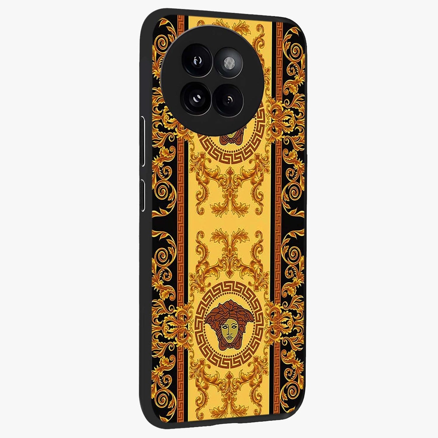 Golden Lotus Glow Glass Case upright view showcasing luminous lotus artwork with peaceful divine theme.