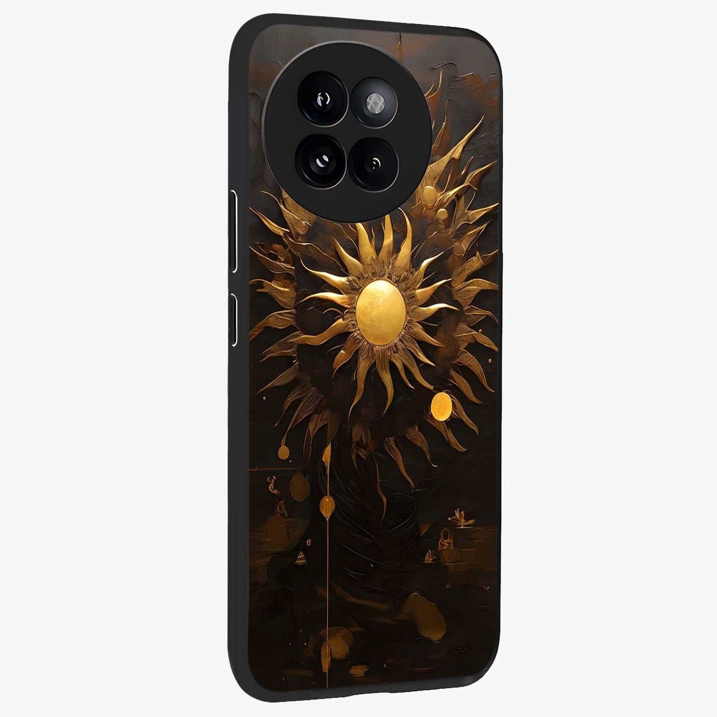 Golden Sun Majesty Glass Case upright view showcasing haunting graveyard artwork with dramatic dark theme.
