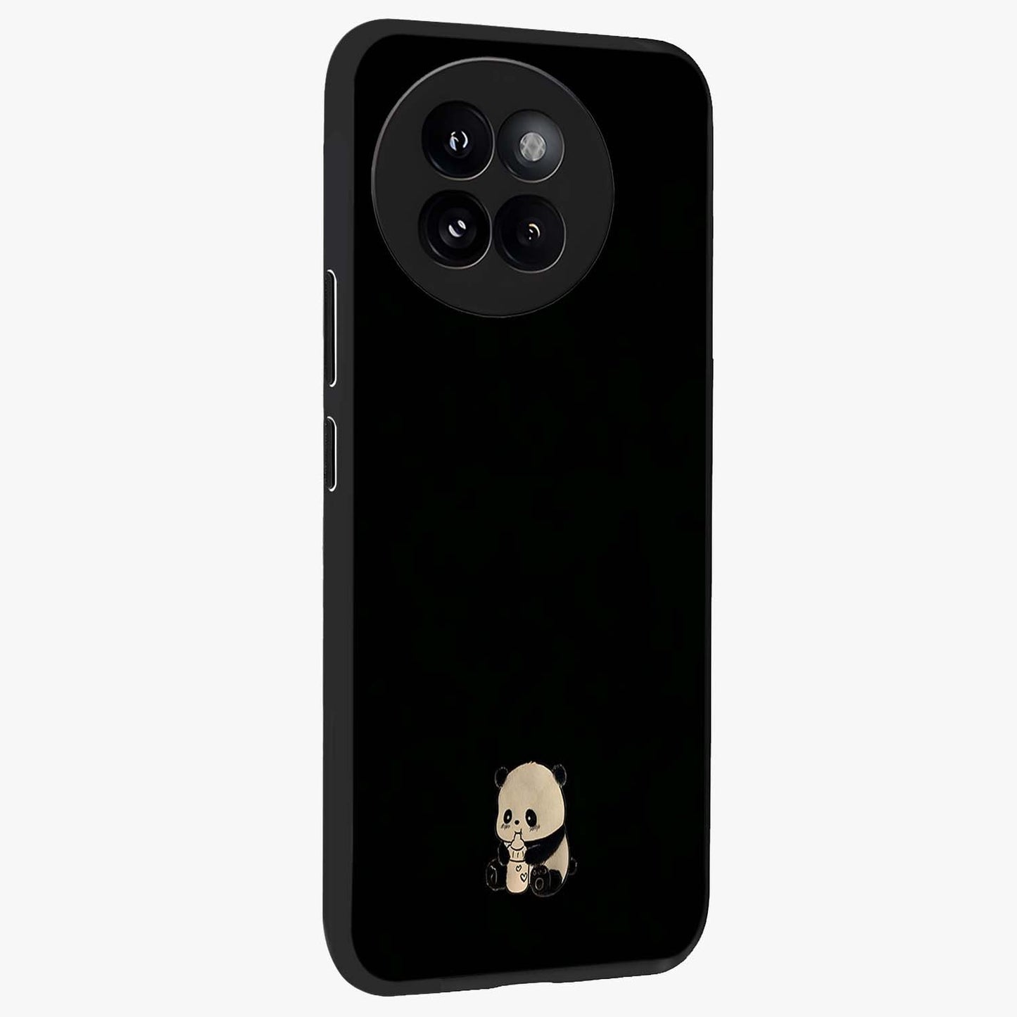 Midnight Panda Love Glass Case upright view showcasing charming panda artwork with playful romantic theme.