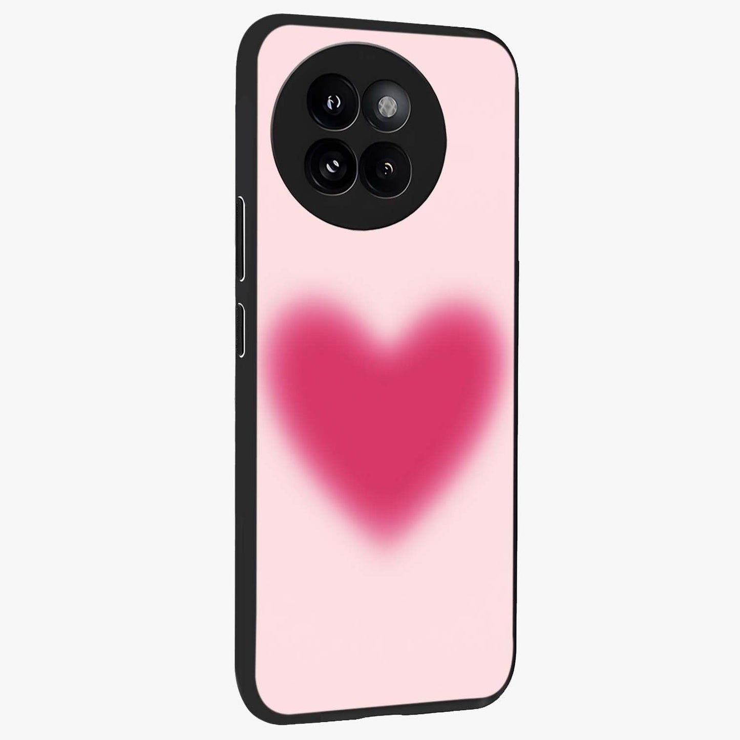 Pink Aura Heart Glass Case upright view showcasing romantic heart artwork with soft pastel theme.