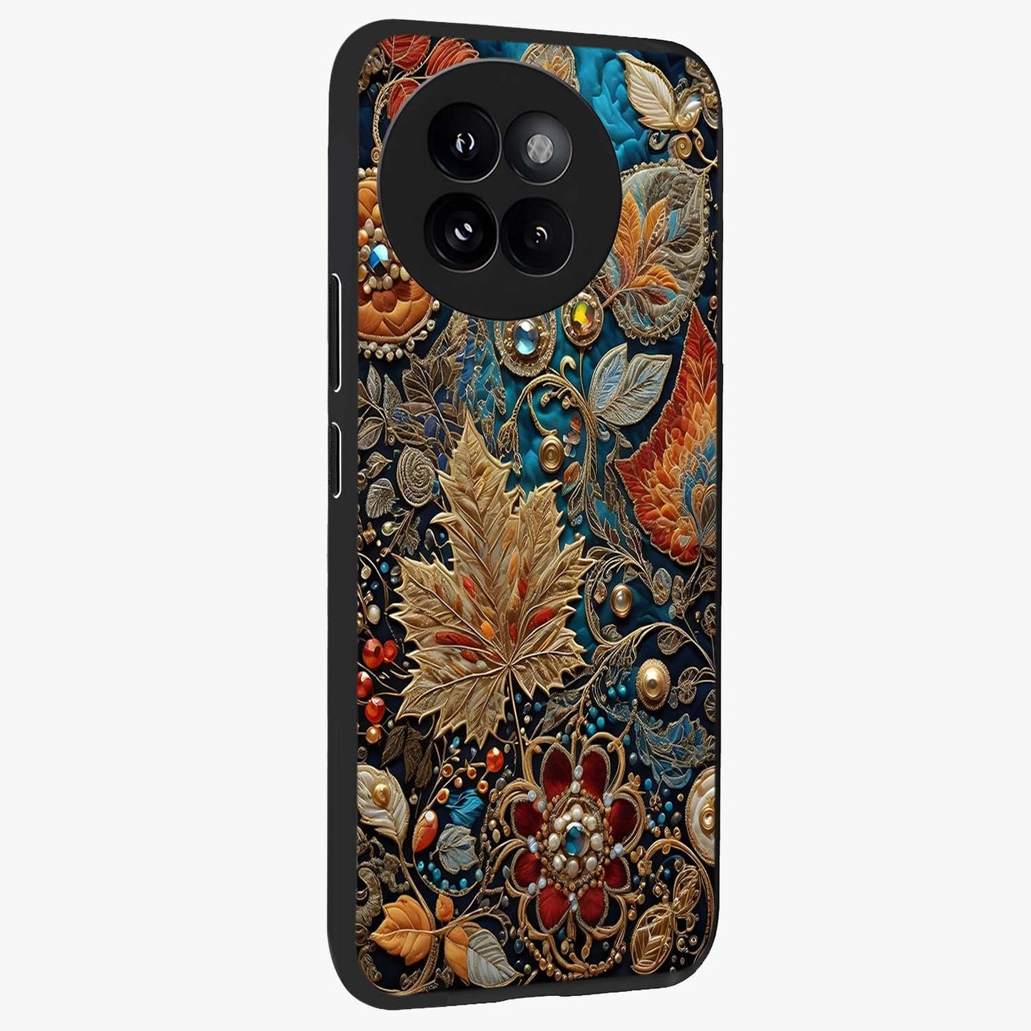 Royal Jewel Garden Glass Case upright view showcasing rich floral artwork with luxurious garden theme.