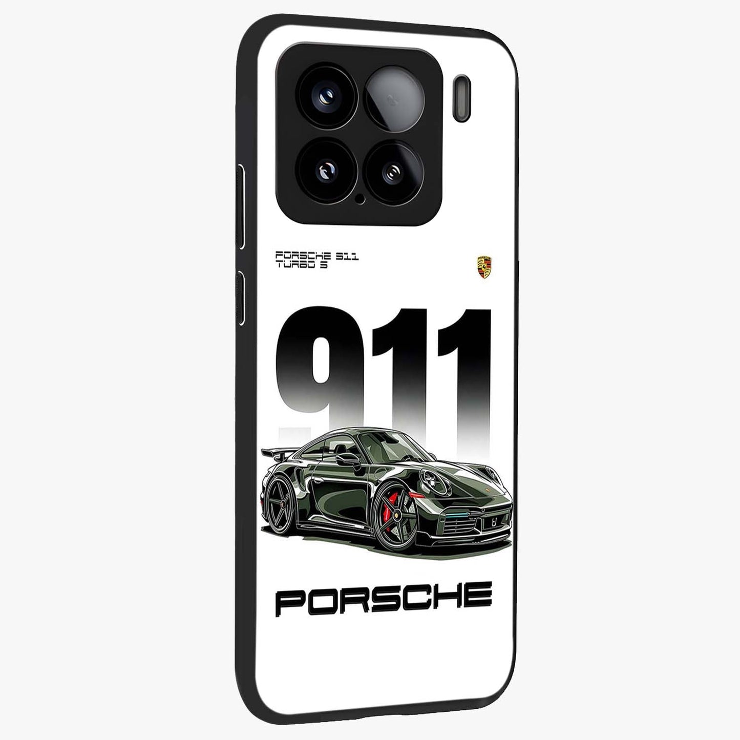 911 Turbo Dominance Glass Case upright perspective showcasing powerful racing design and modern automotive aesthetic.