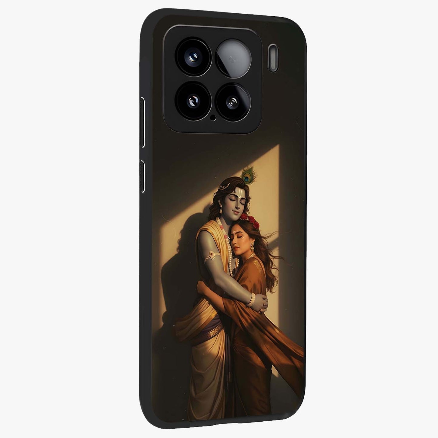 Divine Eternal Love Glass Case upright view showcasing graceful spiritual artwork with eternal love theme.