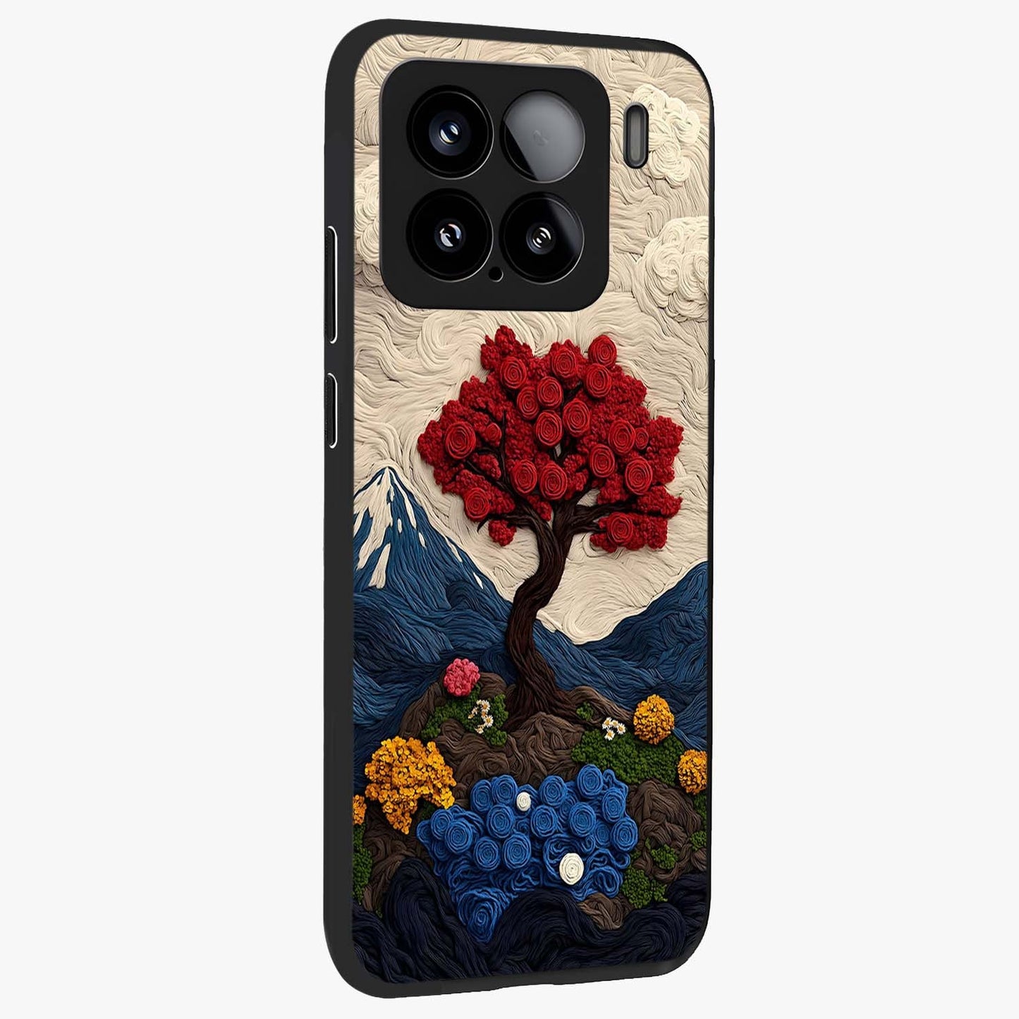 Eternal Nature Tapestry Glass Case upright view showcasing elegant nature tapestry design with decorative style.