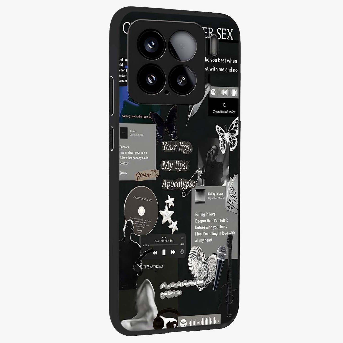 Midnight Love Echo Glass Case upright view showcasing expressive romantic artwork with dreamy midnight theme.
