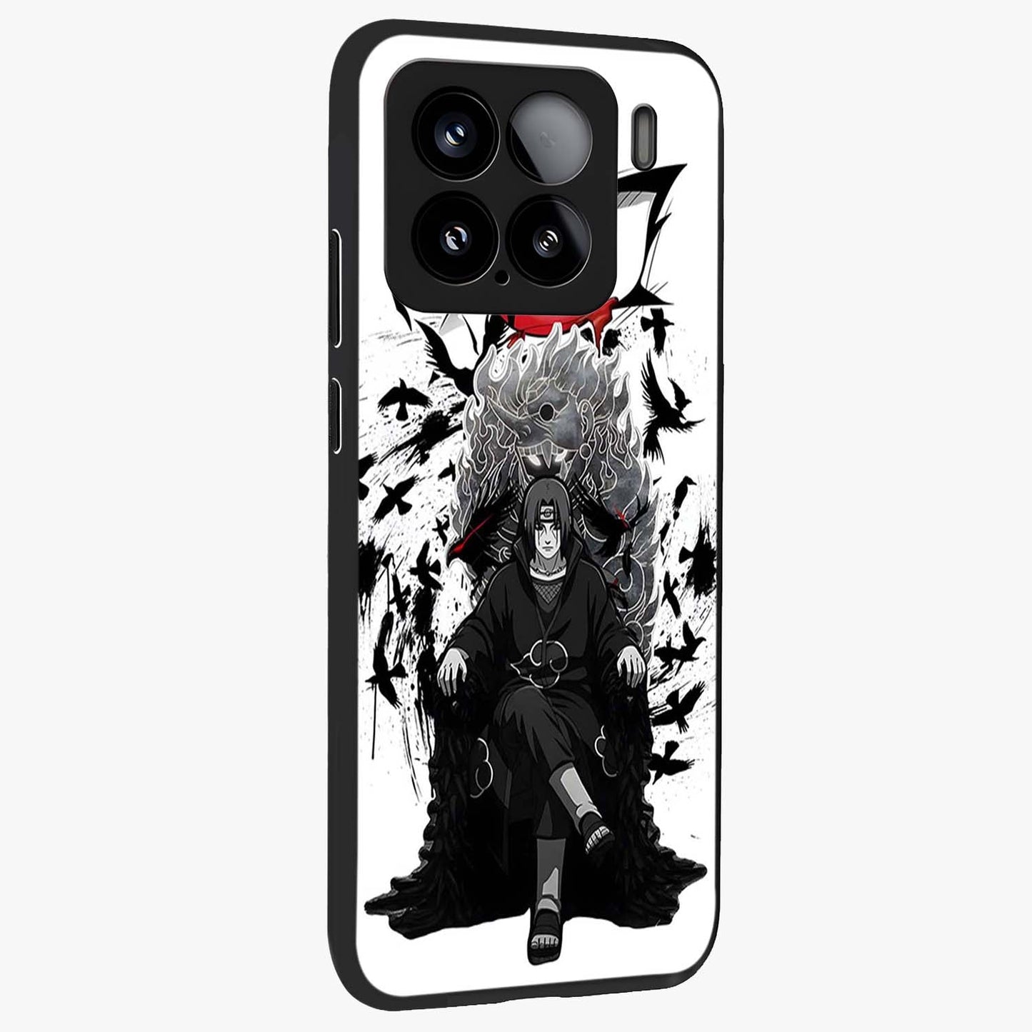 Uchiha Shadow Throne Glass Case upright view showcasing magical underwater galaxy artwork with vibrant cosmic theme.