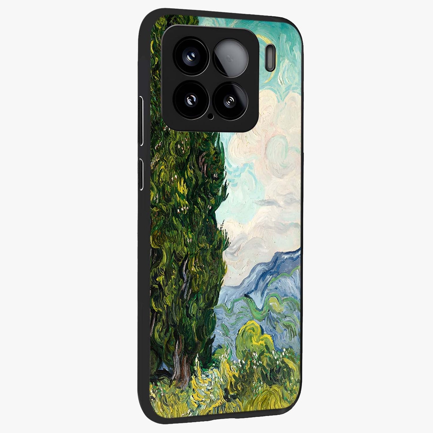 Van Gogh Vintage Art Glass Case upright view showcasing elegant vintage painting artwork with artistic heritage theme.