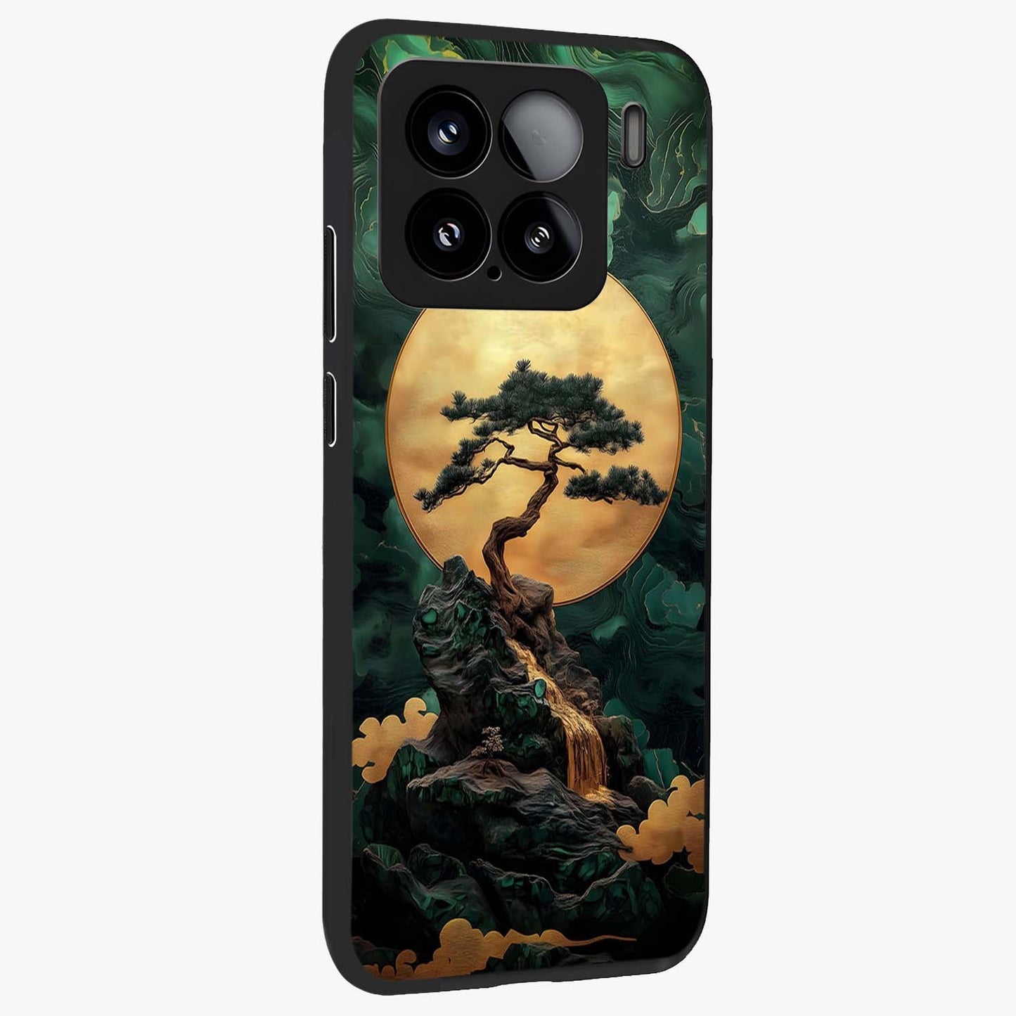Zen Moon Rise Glass Case upright view showcasing serene moon artwork with tranquil night theme.