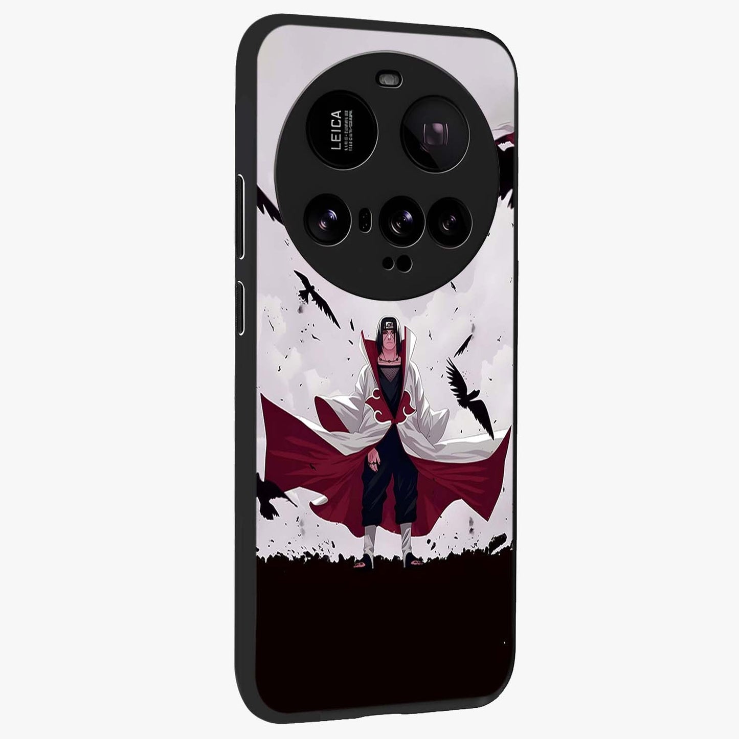 Crimson Crow Ascension Glass Case upright view showcasing dramatic crow artwork with bold gothic theme.
