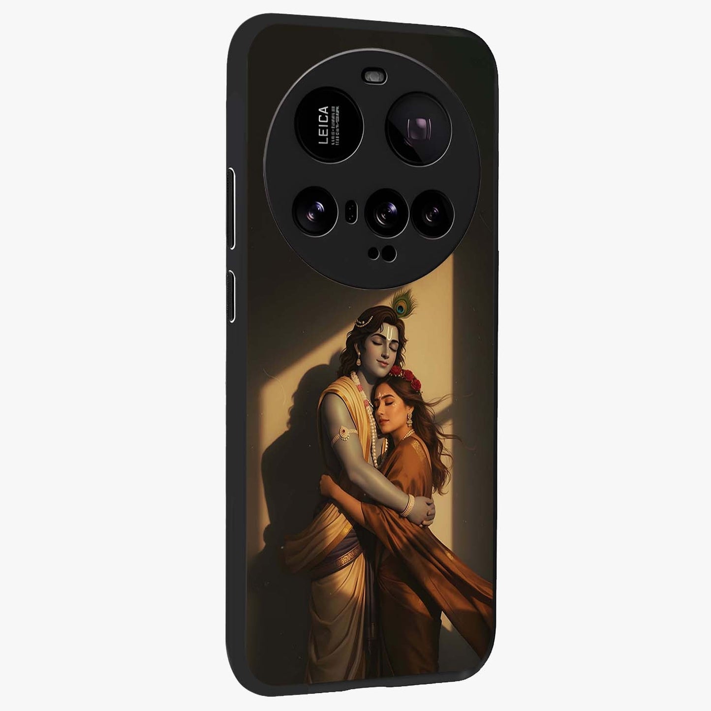 Divine Eternal Love Glass Case upright view showcasing graceful spiritual artwork with eternal love theme.